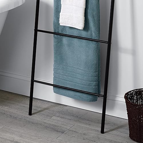 Miniatura 5 de Zenna Home Torre de lino de baño estilo escalera en negro mate Mate negro,Espresso