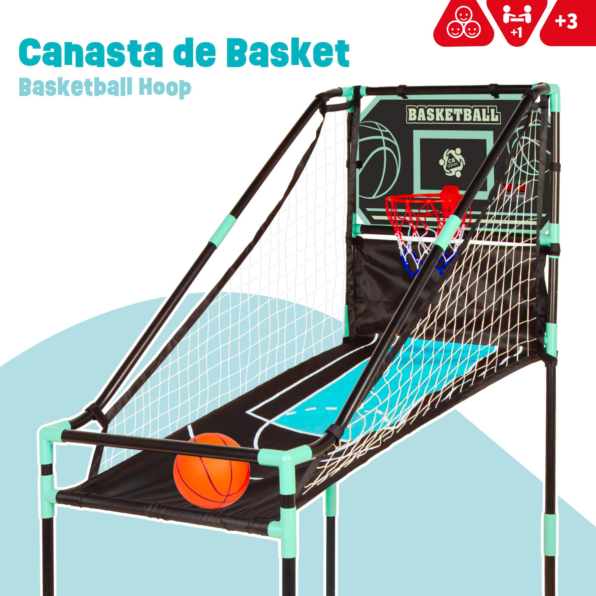 ColorBaby CB Games Panier de Basketball avec Marqueur électronique, Structure métallique de 64 x 100 x 150 cm, Design Retour, Inclut des Ballons, Idéal pour Jouer en intérieur dès 3 Ans (47999)