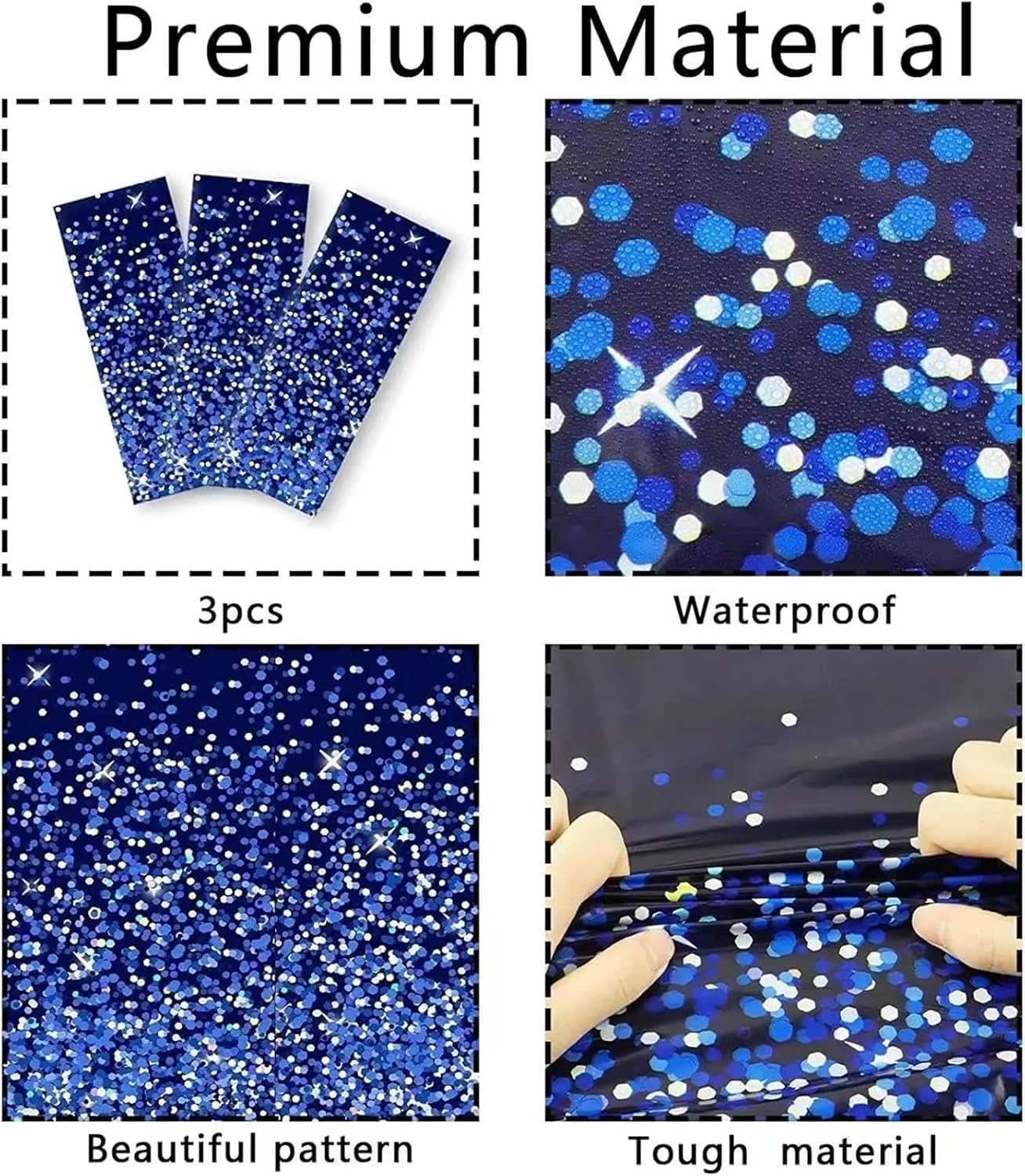 Disposable Tablecloth, Royal Blue Laser Glitter, Plastic Disposable Royal Blue Tablecloth, Suitable for Birthdays(1PC)