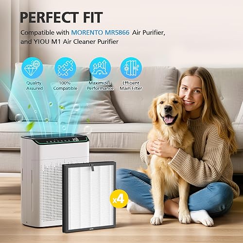 Miniatura 2 de MR5866 Filtro de repuesto compatible con el purificador de aire MORENTO MR5866, filtro HEPA verdadero H13 perfecto para habitaciones grandes del