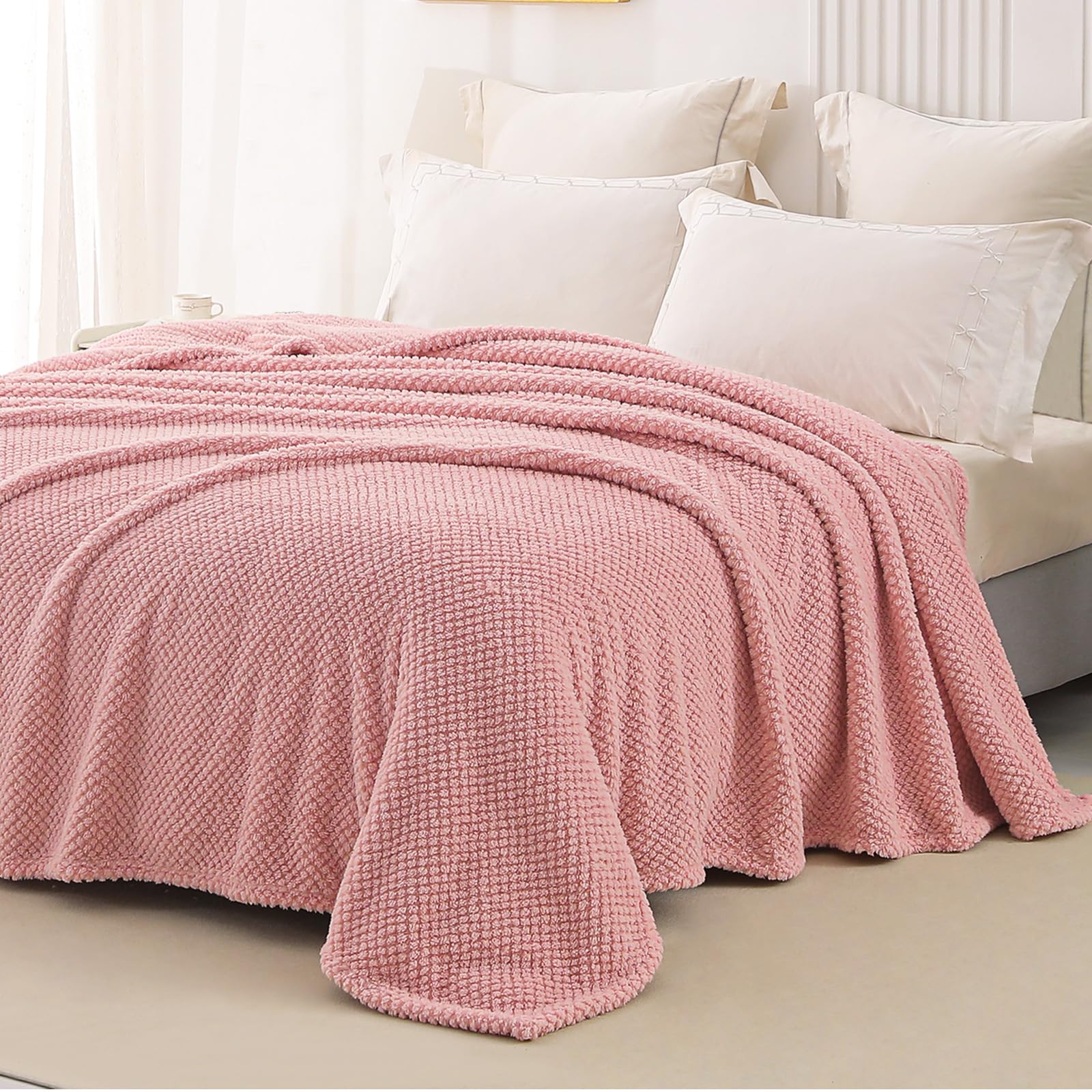 Whale Flotilla King Size Fuzzy Fleece Blanket for Bed 230x264 CM Fluffy Warm Soft Jacquard Bed Blankets for All Season Lightweight and Cozy - Image 2