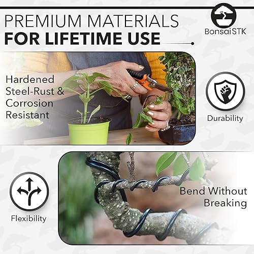 Miniatura 7 de Kit de herramientas de bonsái - Mini herramientas de jardín, kit de alambre de bonsái, alfombrilla de trasplante para plantas de interior,