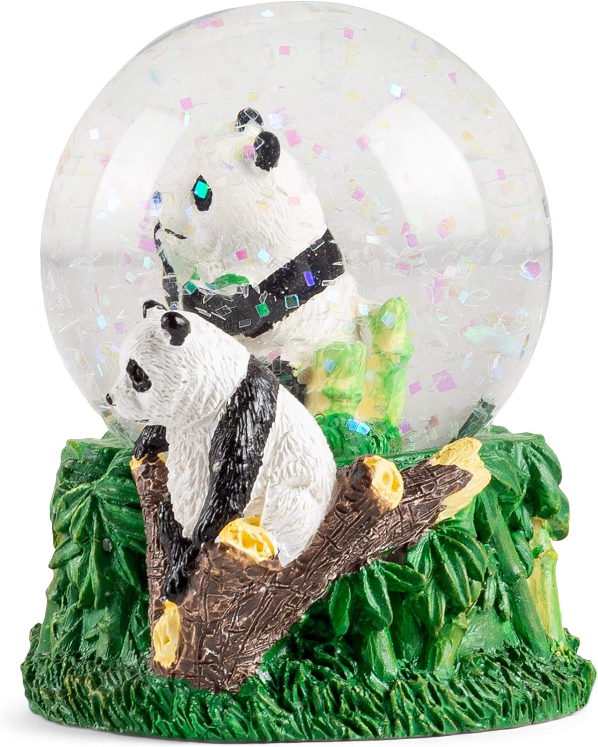 Elanze Designs Bamboo Forest Panda Bear Black and White Leaves Trees Foliage 3 x 3 Miniature Sturdy Resin Stone 45MM Water Glitter Snow Globe Table Top Figurine