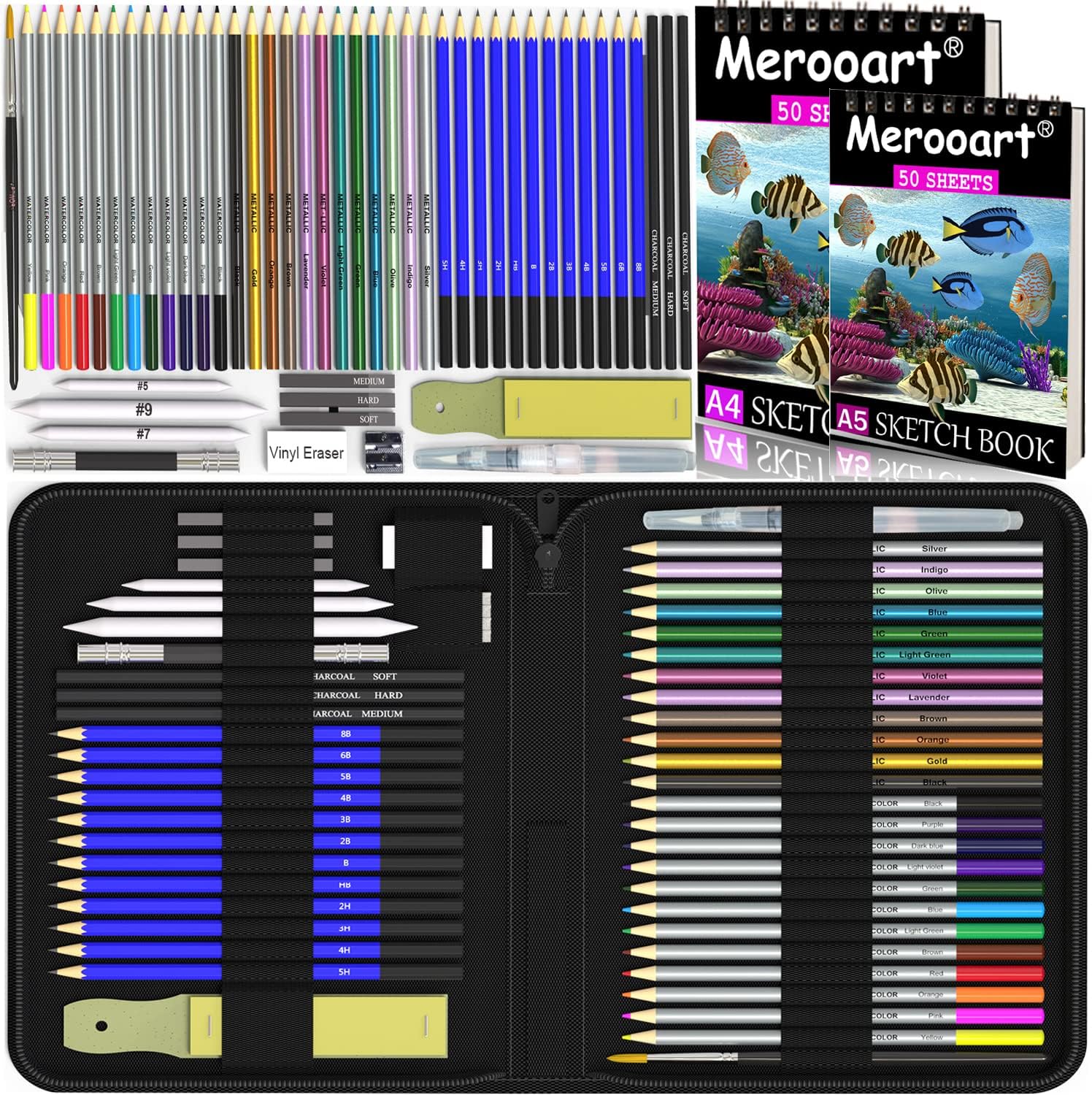 Merooart 54Pack Adult Art Supplies, Teen Kids Beginners, Artist
