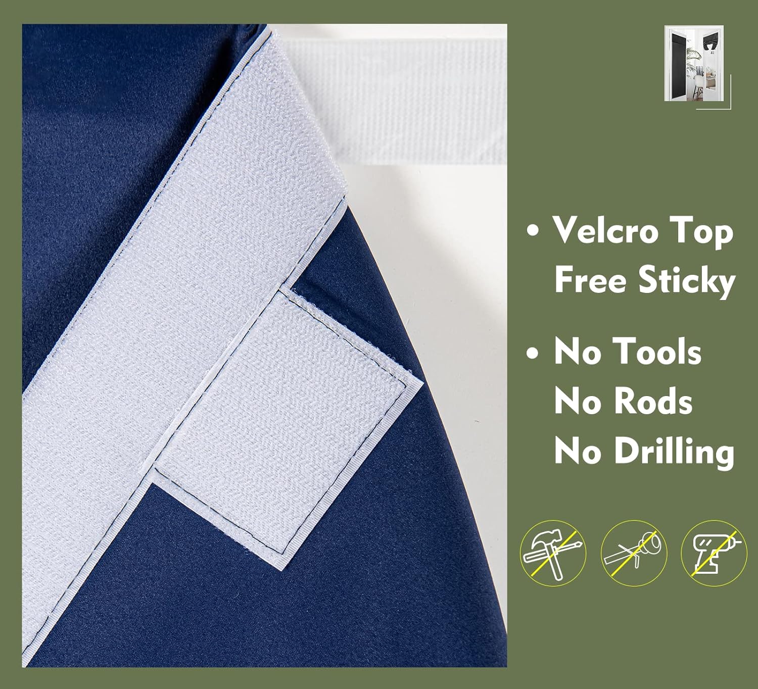 PI Blackout French Door Curtain 2 Panels, Privacy Thermal Insulated Tie Up Window Curtain for Glass/Front/Sliding/Patio Door (W30XL68, Navy)