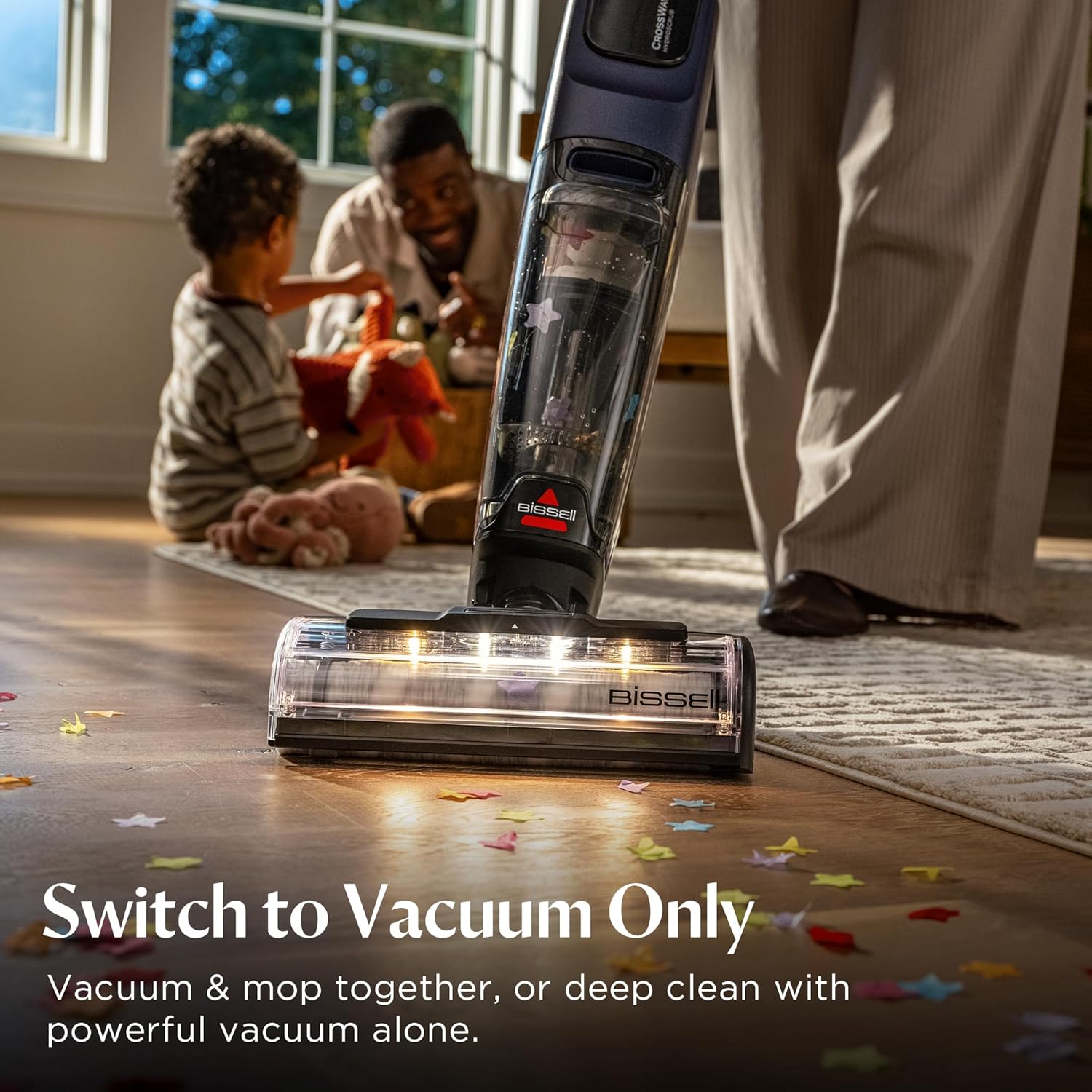 Bissell CrossWave HydroScrub Cordless Wet Dry Vacuum Mop, Floor Cleaner with ZeroGap Edge Cleaning & FurFinder Headlights, 45-Minute Runtime for Hard Floors & Area Rugs, 4275F