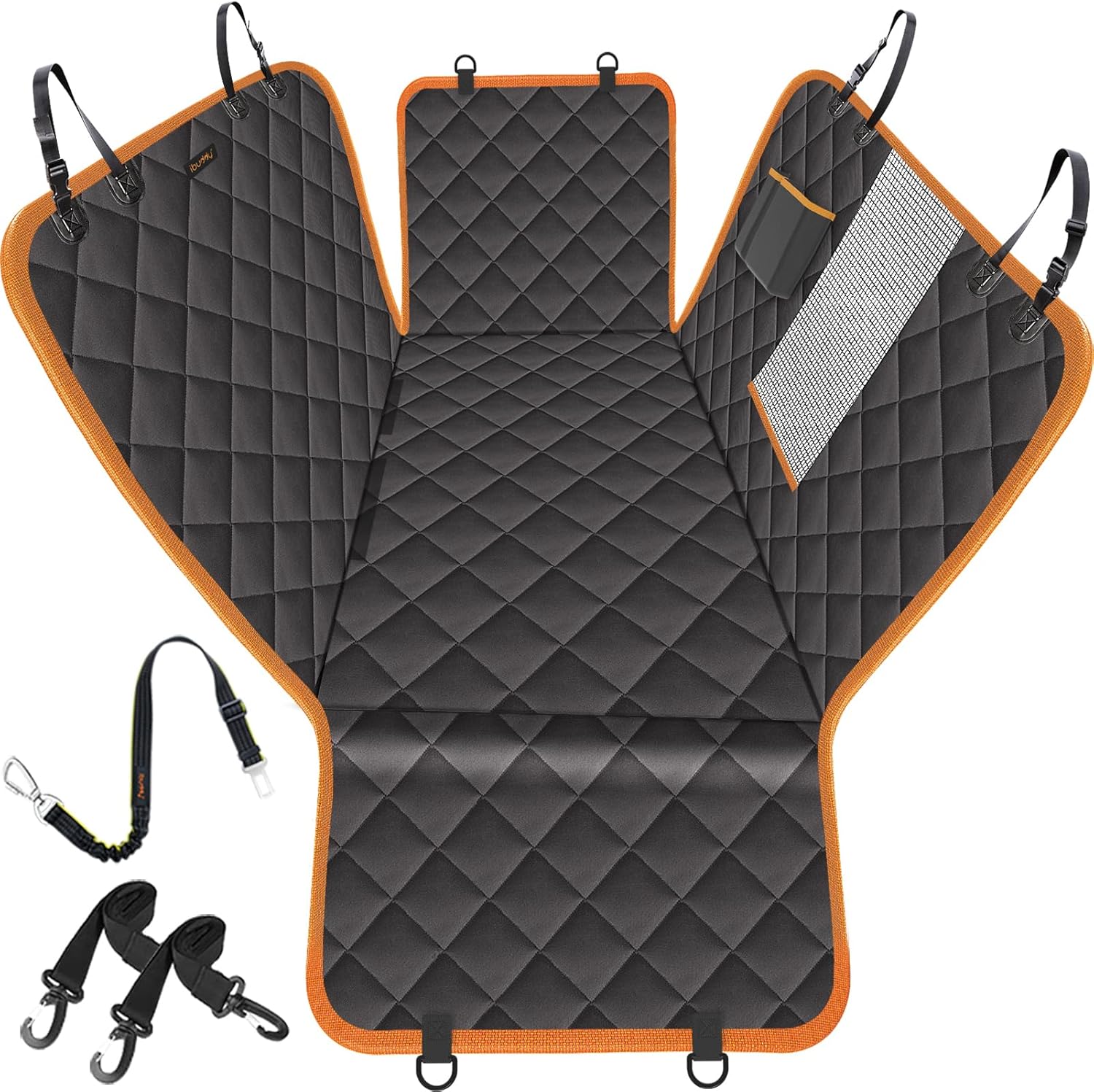 iBuddy Dog Seat Cover for Back Seat Waterproof Dog Car Hammock Protects Your Vehicle from Scratches, Hair, and Dirt Easy to Install & Clean Oxford Fabric Machine Washable Universal Fit Pet Seat Cover Standard BLACK - Image 1 of 6