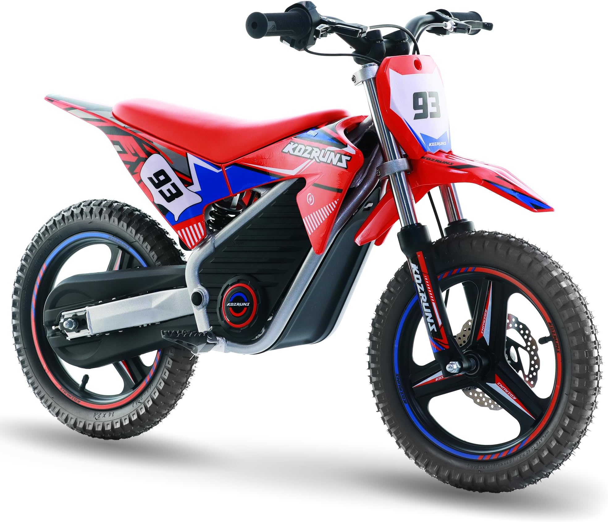 AIII 36V Electric Dirt Bike for Kids 4-8, High Performance 350W Racing Grade Motorcycle, Up to 18.6MPH, 3 Speed Settings, 14-Inch Off-Road Tires, Dual Disc Brakes & Advanced Shock Absorption, Red