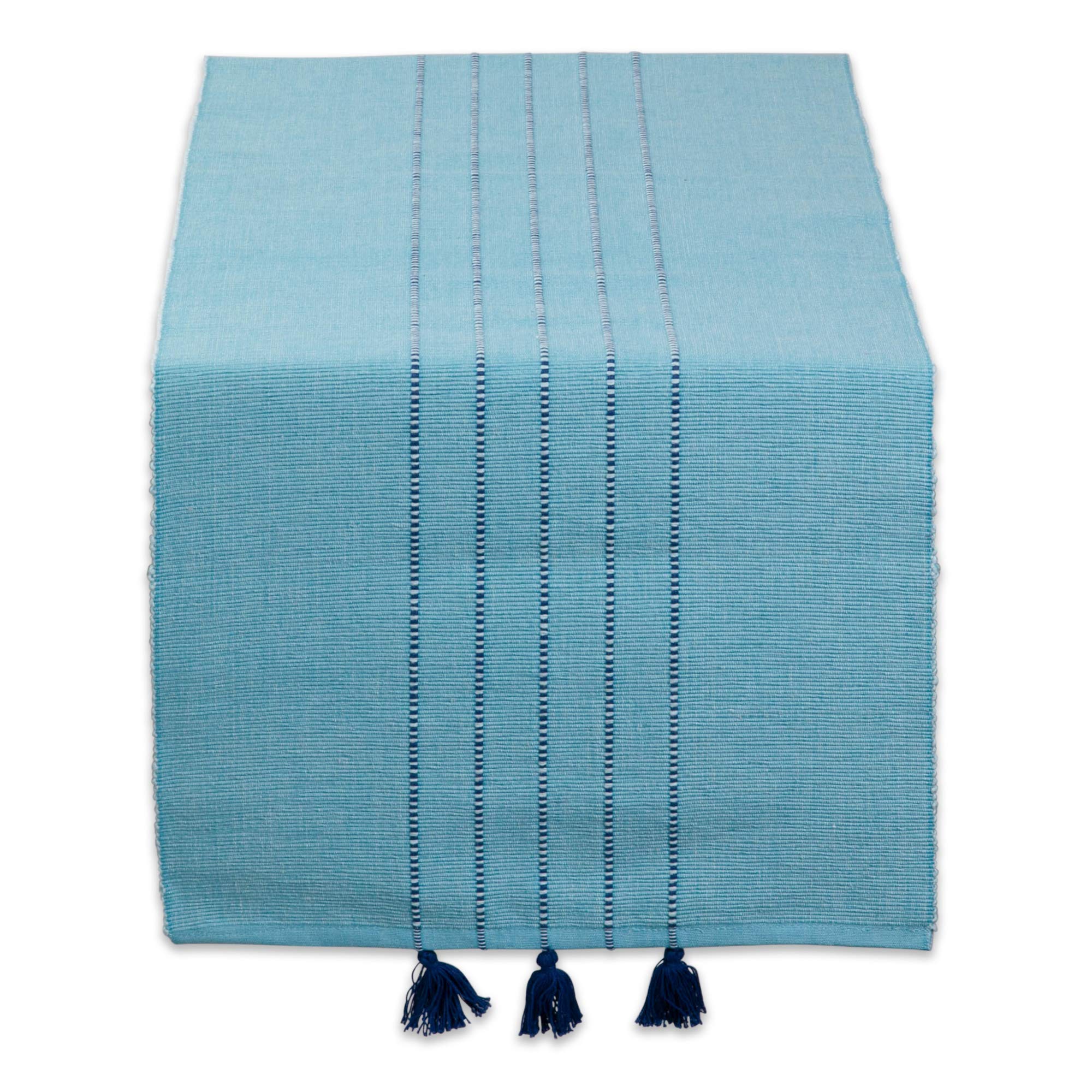 DII Seashore Collection Beach House Décor, Table Runner, 14x72, Thera Blue Stripe