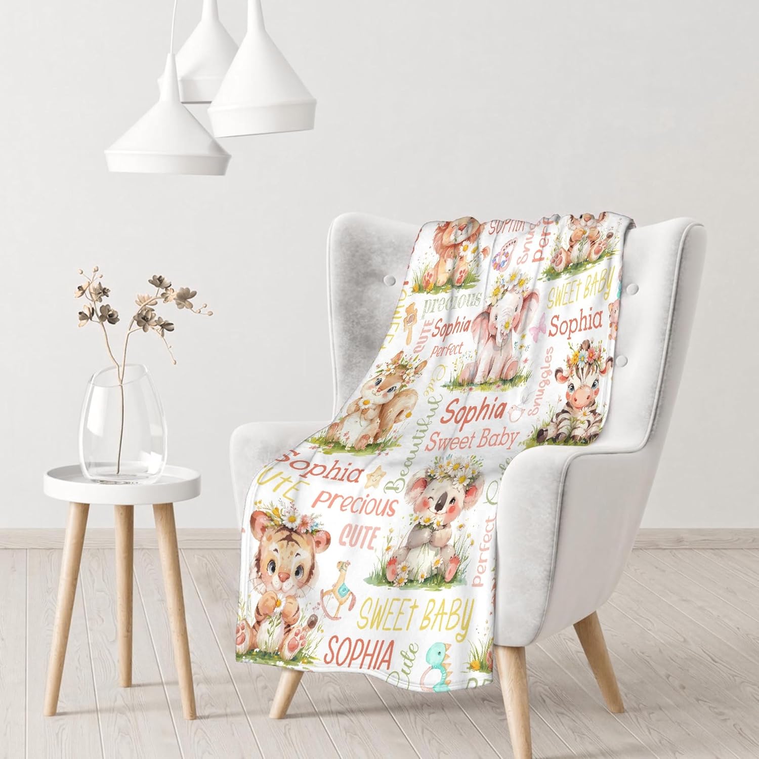 Personalized Baby Blanket for Girls Boys Kids Animal Koala Custom Baby Blanket with Name Throw Birthday Gift for Toddlers Infants Shower Newborns Nursery Stroller Crib Bed Decor