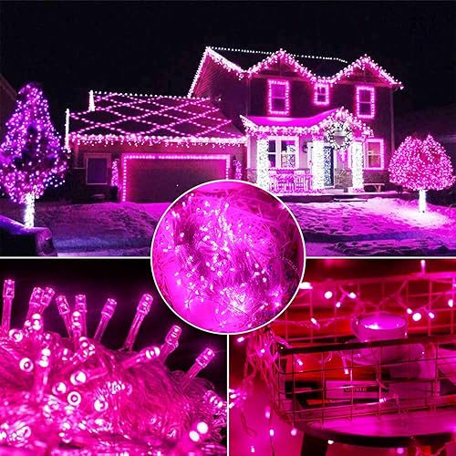 Miniatura 3 de YAOZHOU Guirnalda de luces LED rosas para decoración del día de San Valentín, 66 pies, 200 luces LED para interiores y exteriores, IP44,