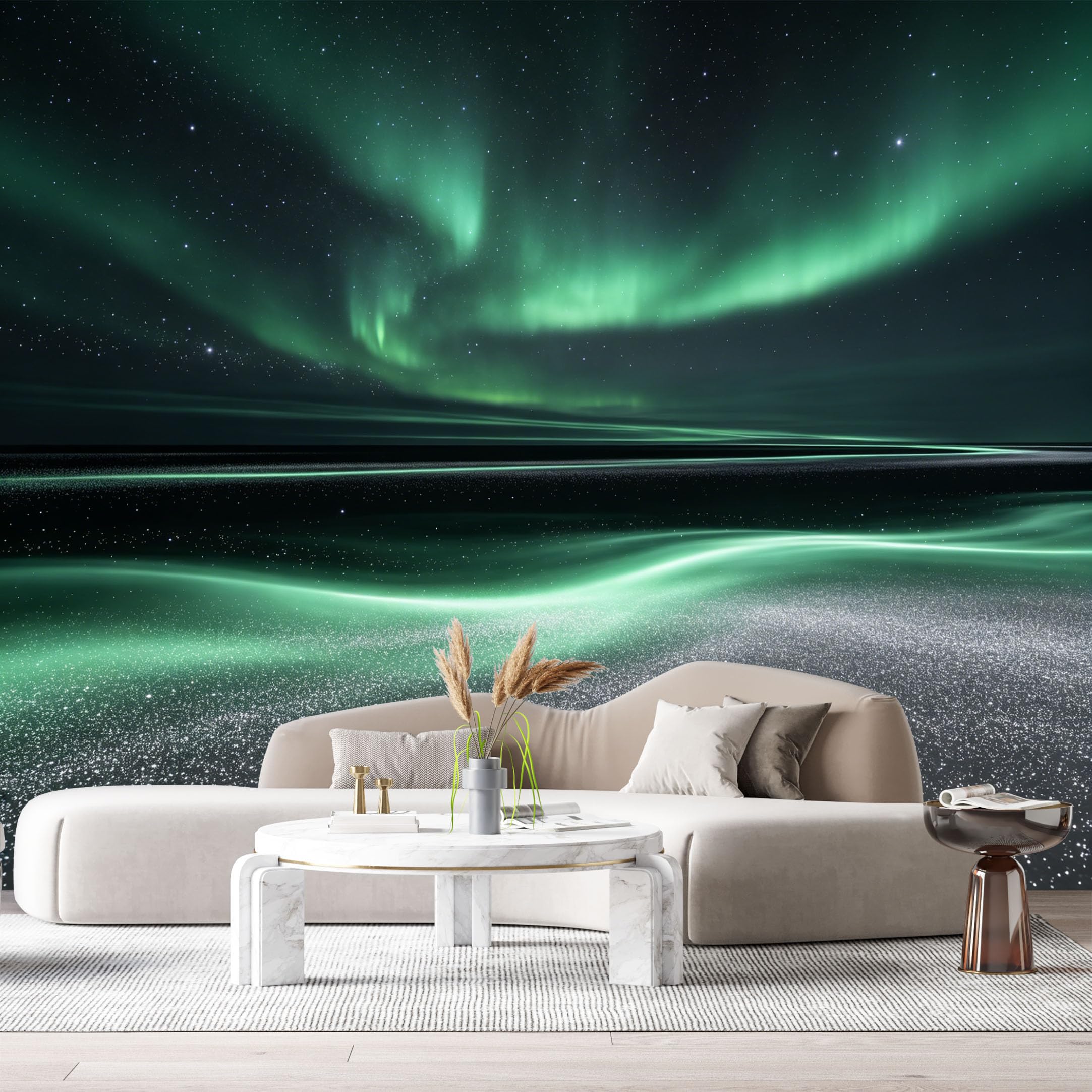 Custom Size Wall Murals Aurora Borealis Landscape Night Sky Starry Cosmos SelfAdhesiveWall Fabric Removable Wallpaper Wall Decor for Living Room Bedroom Bathroom