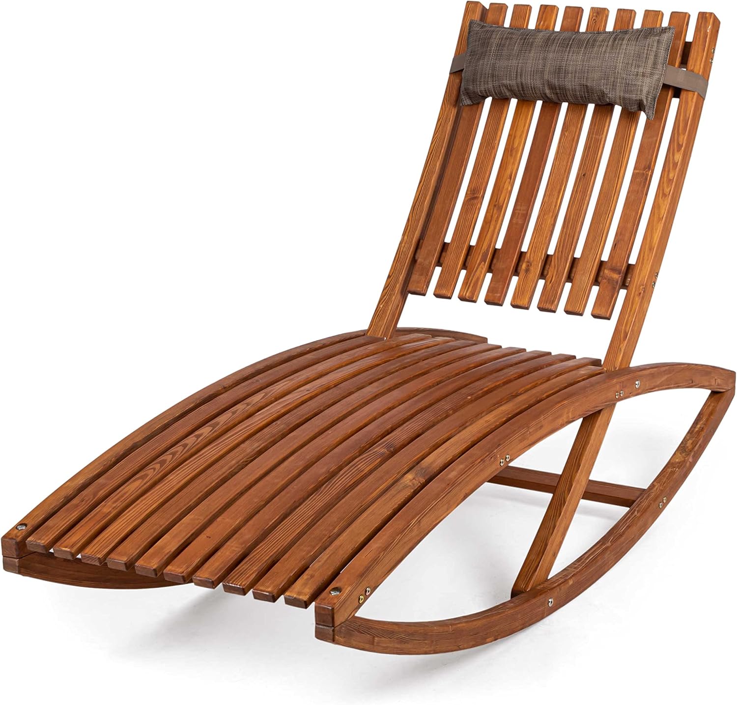 Ampel 24, Mecedora de jardín Sofia/Sillon 161 x 63 cm/Forma ergónomica Redondeada/Tumbona de Madera alerce/con Almohadilla