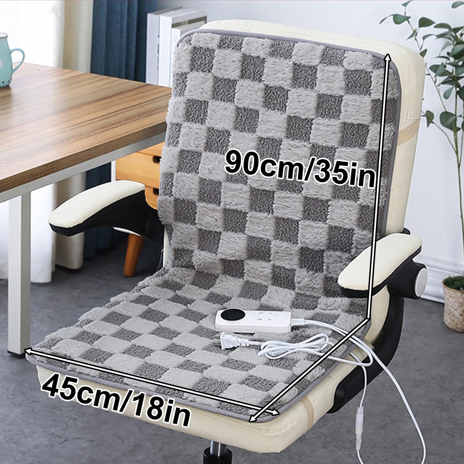 Almohadilla Electrica para Silla de Oficina, Esterilla Electrica con 9 Niveles de Calor y Temporizador, Esterilla Calor para Silla de Oficina(Gray)
