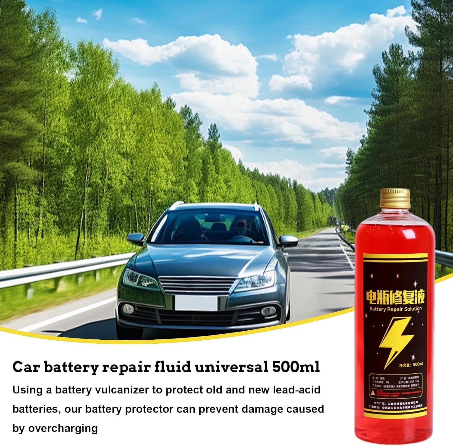 Car Battery Additive, Battery Maintenance Solution, Battery Repair Liquid | 500ml Car Battery Repair Fluid, Formula Recharging Solution