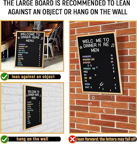 Miniatura 2 de Juego de 2 tableros de letras grandes de 24 x 30 pulgadas, tablero de letras intercambiables de fieltro con letras y cajas, tablero de menú grande