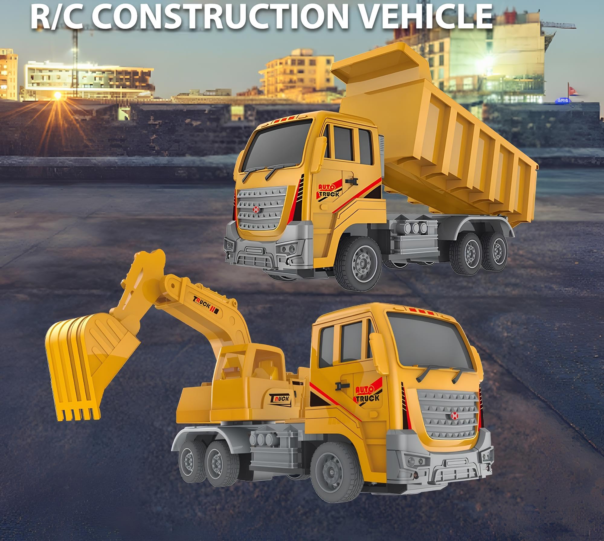 Camion Telecomandato Giocattolo con Luci Cantiere Betoniera Camion Ribaltabile Gru Ruspa Scala 1:16 Mezzi Lavoro Radiocomando Veicolo Costruzione RC Bambini Autoribaltabile Auto Carro,SOGGETTO CASUALE