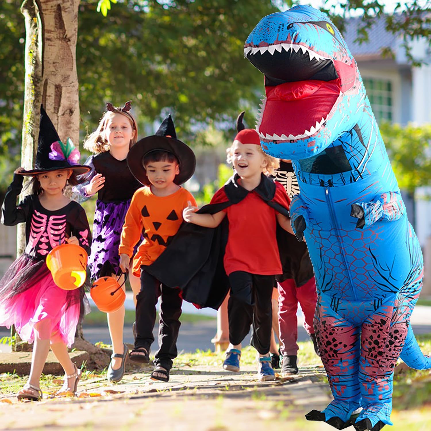 Funny Inflatable Dinosaur Costume for Adult and Kids,Blow Up Dinosaur Costume for Halloween Cosplay Party - Image 5