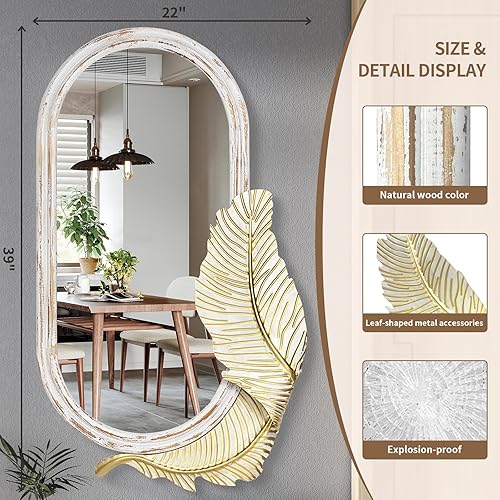 Miniatura 6 de Yamyeud Espejo redondo decorativo de 30 pulgadas espejo rústico para colgar en la pared espejo de madera de granja espejos decorativos para baño