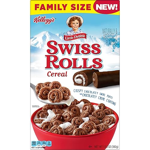 Miniatura 3 de Little Debbie Cereal para desayuno frío, 8 vitaminas y minerales, aperitivos para niños, tamaño familiar, rollos suizos, caja de 13.5 onzas (1 caja)