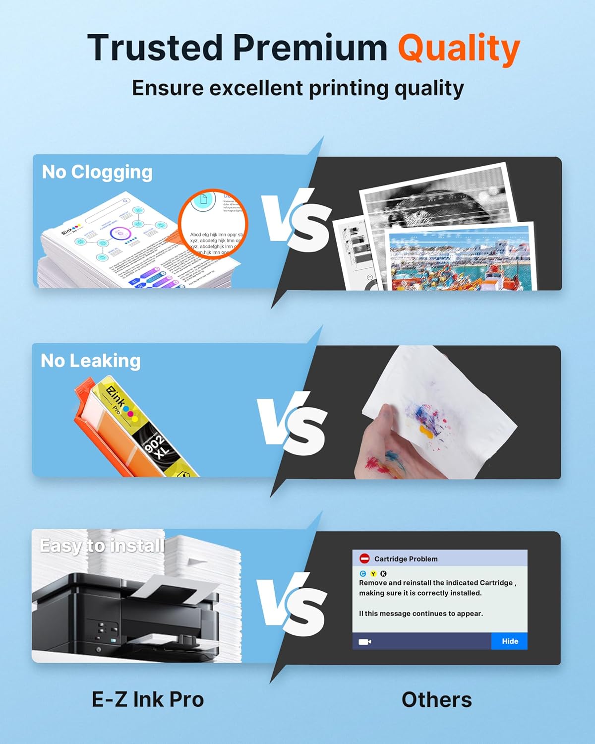 E-Z Ink Pro Compatible 902 902xl Ink cartridges for hp Printers Replacement for hp 902xl Ink cartridges Combo Pack for Officejet Pro 6978 6968 6974 6975 6960 Officejet 6951 6954 6956 6958 (4 Pack)