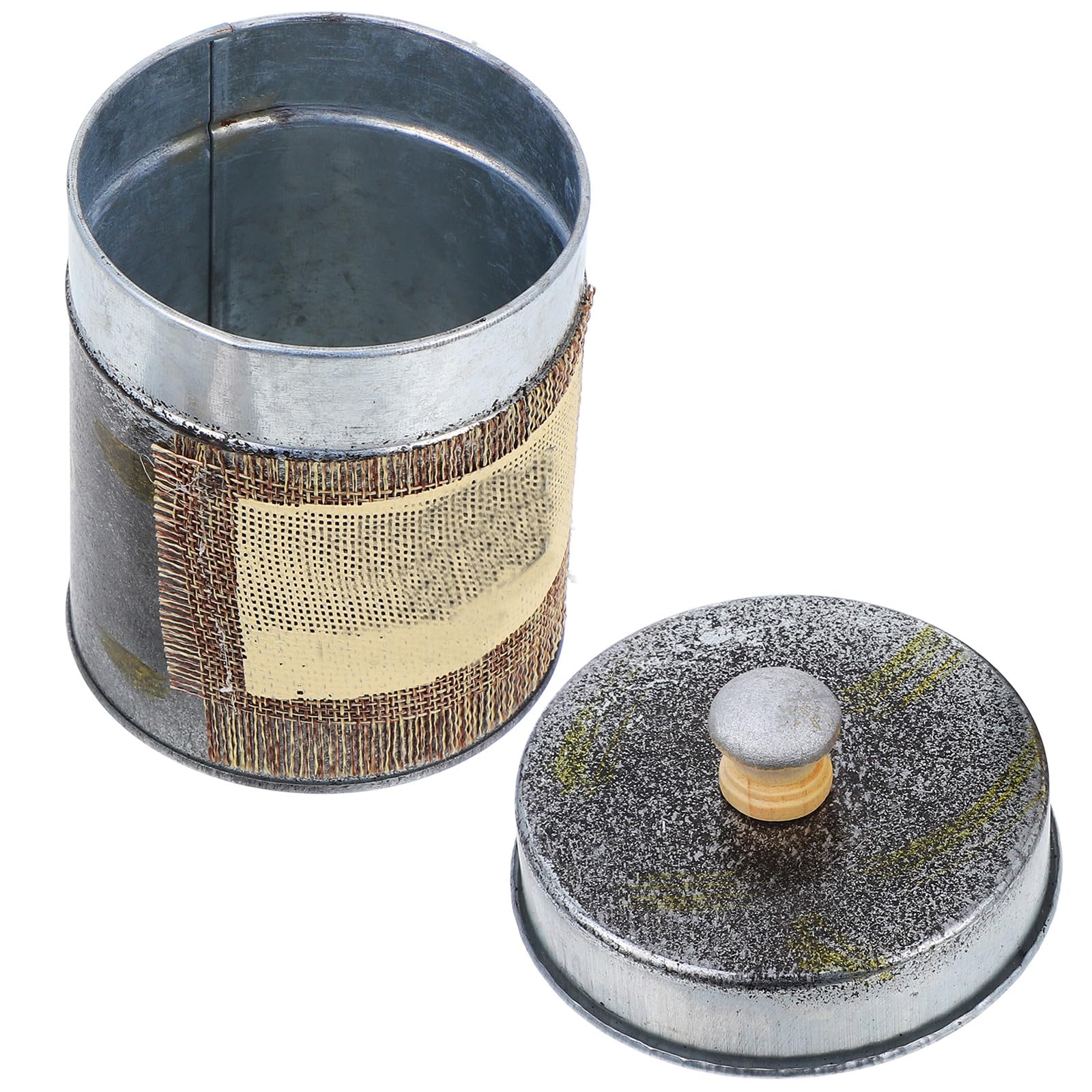 Iron Storage Canister with Lid, Rustic Vintage Metal Food Jar, Silver Round Tin Container for Kitchen Pantry Organization and Home Storage