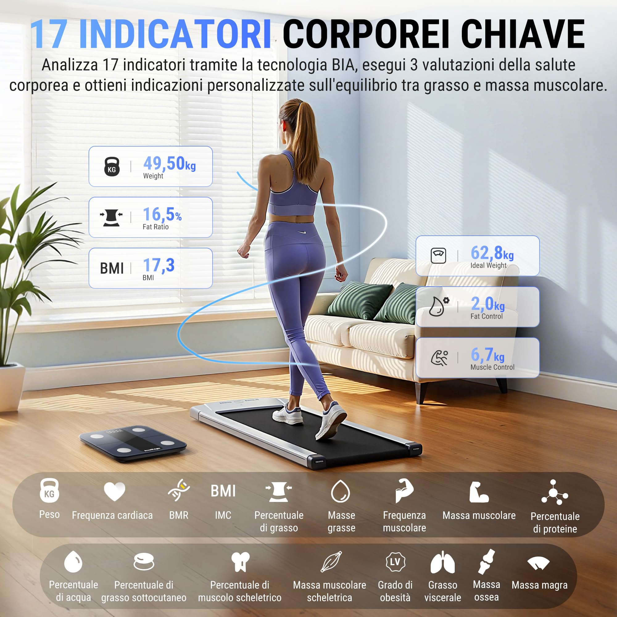 ACCUWEIGHT Bilancia Pesapersone Digitale Bilancia intelligente 180KG con Analisi Corporea e APP Bilancia BIA Impedenziometrica Bilancia Massa Magra e Grassa Misura BMI Frequenza Cardiaca