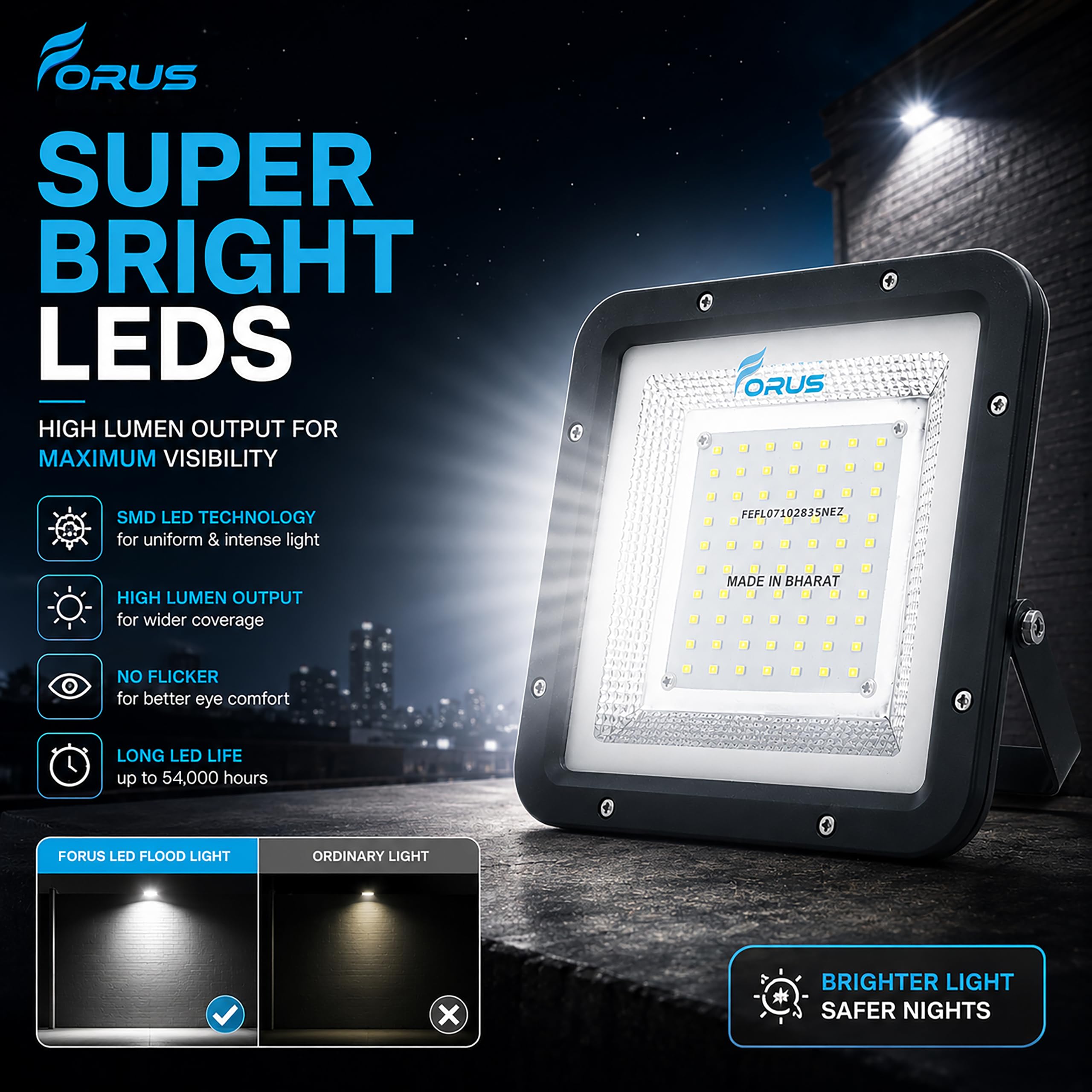 Forus 50W LED Flood Light - Waterproof & Bright -3