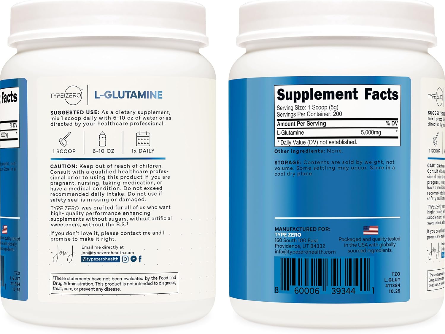 Type Zero L Glutamine Powder, 200 Servings of 5000mg - 6 Month Supply, for Gut Health, Gastrointestinal Lining Support & Recovery for Women/Men - Vegan, Gluten Free, No Fillers, Unflavored - Image 5