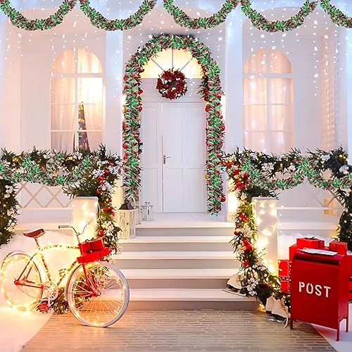Miniatura 7 de Guirnalda de oropel de Navidad de 65.6 pies, colorida guirnalda metálica de Navidad para colgar en el techo, para árbol de Navidad, vacaciones,