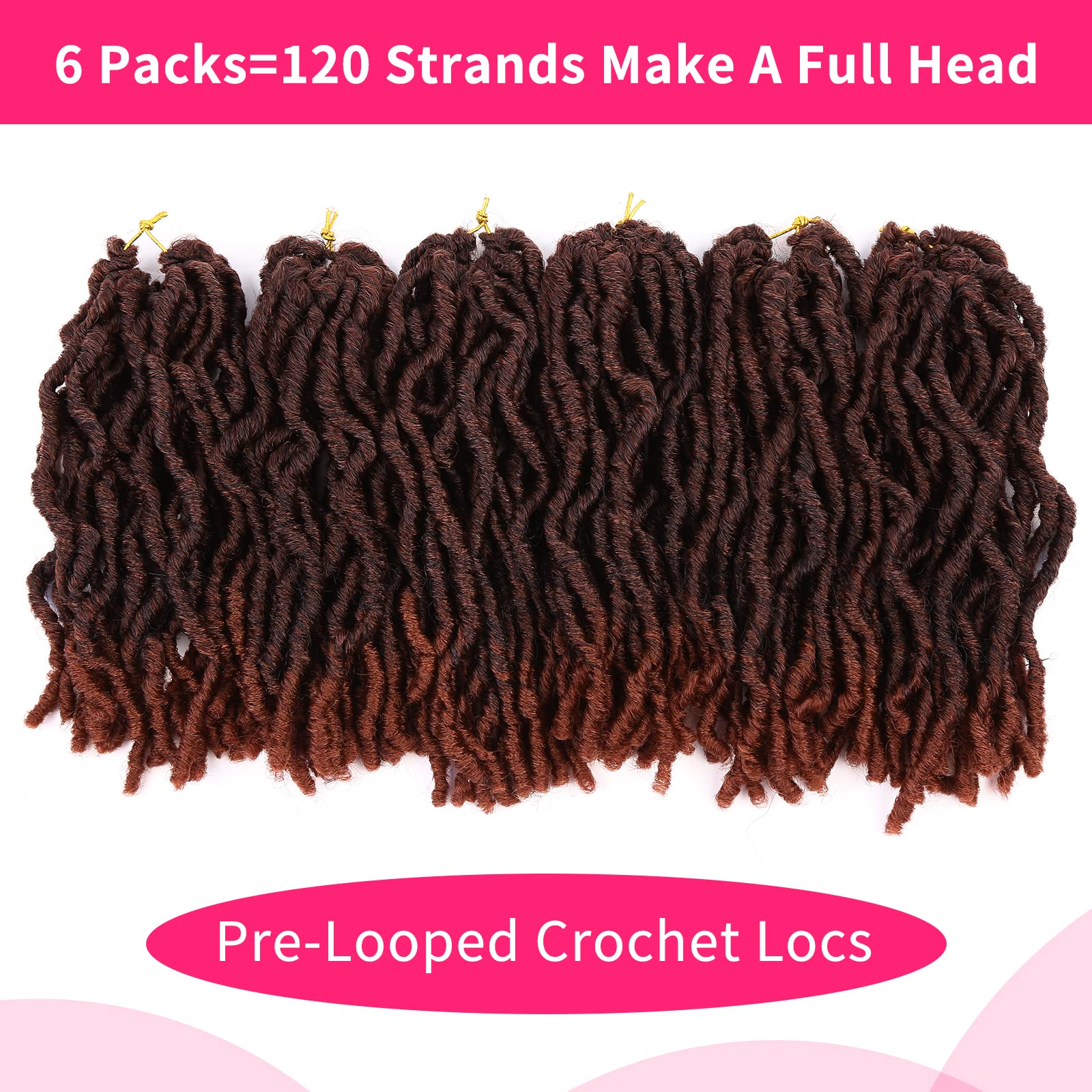 FAVE 120 Strands Faux Locs Crochet Hair 8 Inches Soft Locs Pre-looped Short Twisted Dreadlocks Braiding Crochet Hair for Black Women