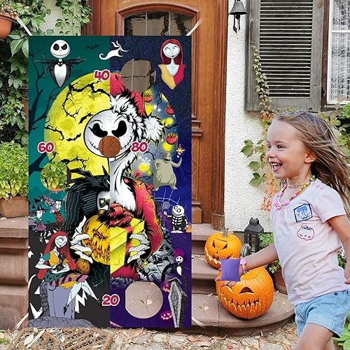 Miniatura 3 de Suministros de fiesta de pesadilla de Navidad, juegos de lanzamiento temáticos de pesadilla con 4 bolsas de frijoles, divertidos juegos de