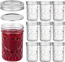 Winter Shore Glass Jars with Lids 250 ml (Pack of 10) - Transparent Glass Jars for Pickles, Spices, Jam, Honey, Yogurt, Oatmeal - Airtight Silver Lids, Suitable for Freezer