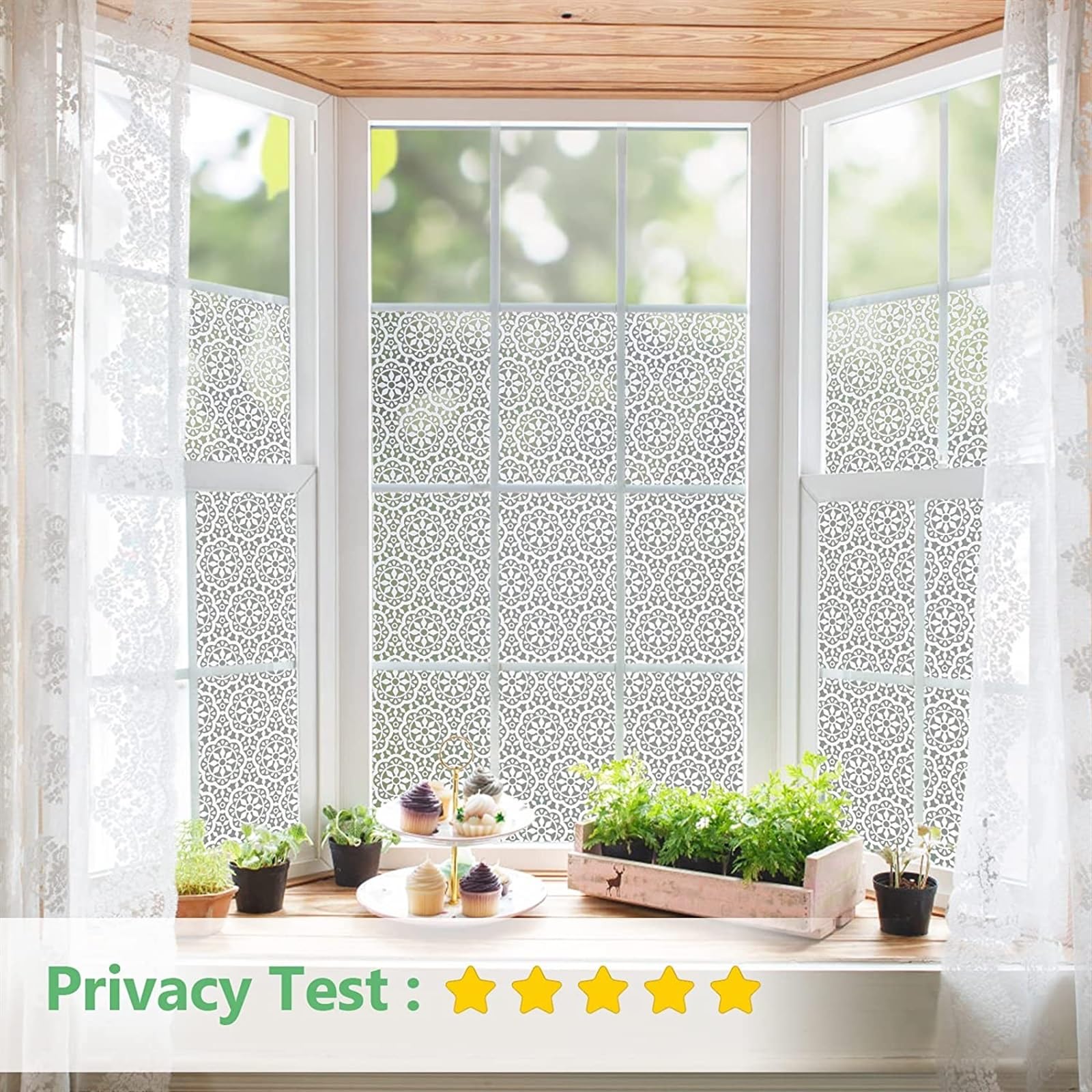 Fensterfolie Mattierte Fensterfolie, Sichtschutz, Buntglasfolie, Dekor, undurchsichtig, statisch haftend, Selbstklebender Vinyl-Fenster-/Türaufkleber for Zuhause und Büro Glasfolie(90x100cm)