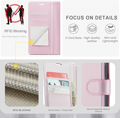 Miniatura 3 de FLIPALM Funda magnética con logotipo para iPhone 14 Pro Max con bloqueo RFID, soporte para tarjetas de crédito, compatible con MagSafe piel