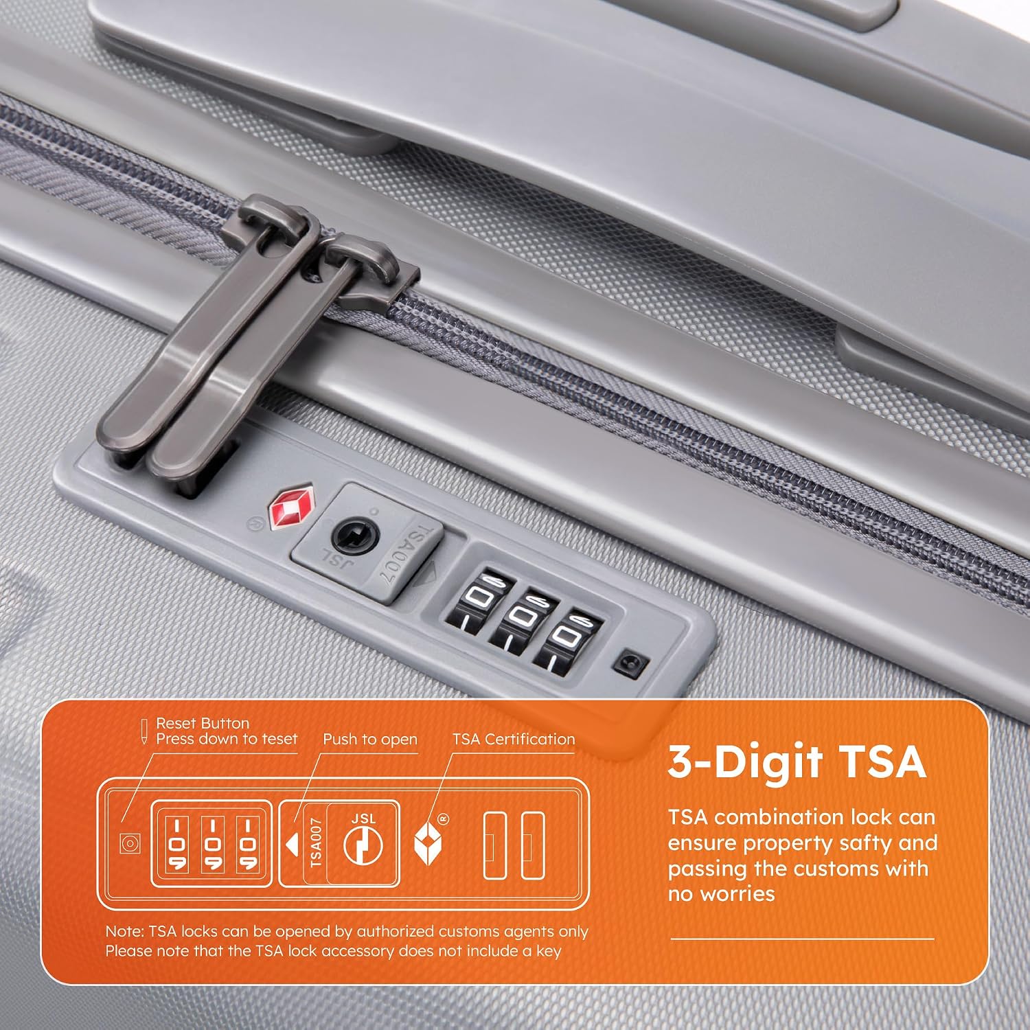 ALPHA CAMP Carry On Luggage 22x14x9 Airline Approved, Hardshell Durable PC+ABS Luggage with Spinner Wheels, Lightweight Travel Rolling Suitcase with Built-in TSA Lock,USB Port,Silver