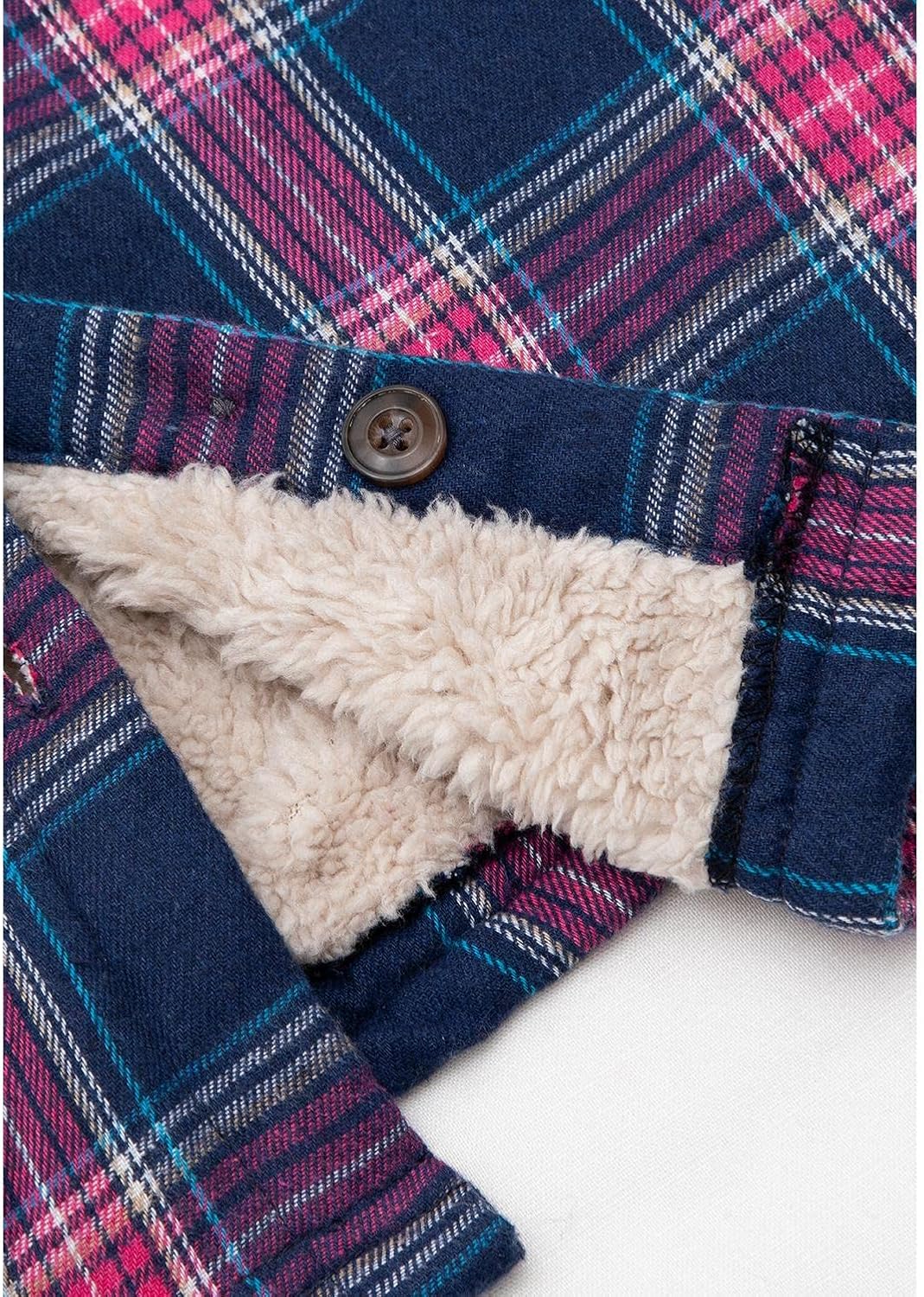 Lisskolo Women's Sherpa Flannel Jacket with Hand Pockets,Warm Fleece Lined Button Up Plaid Flannel Shirt Jackets - Image 8