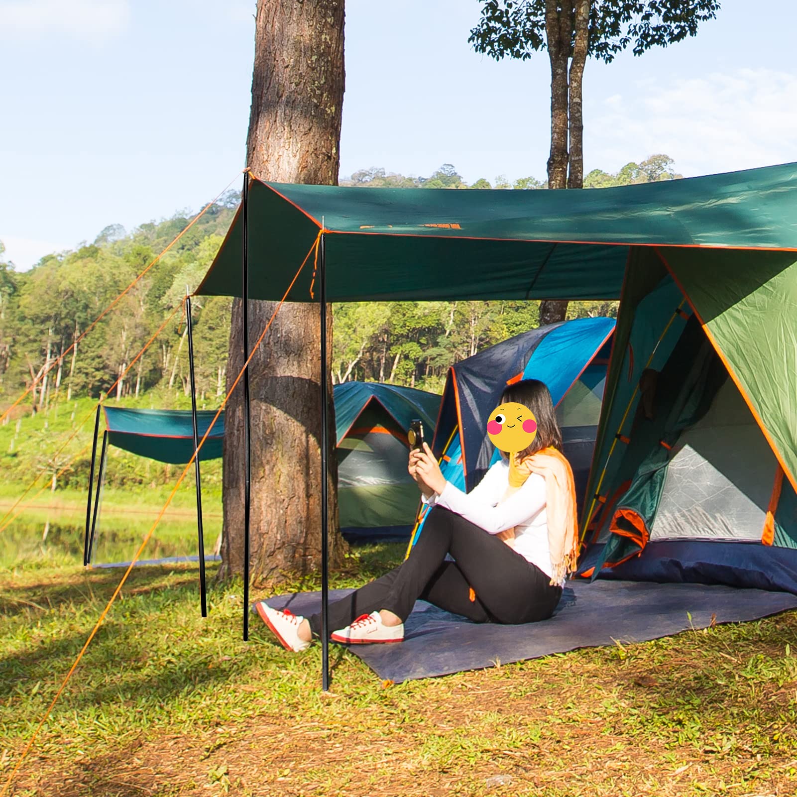 Zeltstangen Teleskopstange Verstellbare Zeltstangen Edelstahl Camping Stangen Zeltstangen-Ersatz 43-200 cm 2 Sätze mit Aufbewahrungstasche für Zelt Tarp Markise Sonnensegel