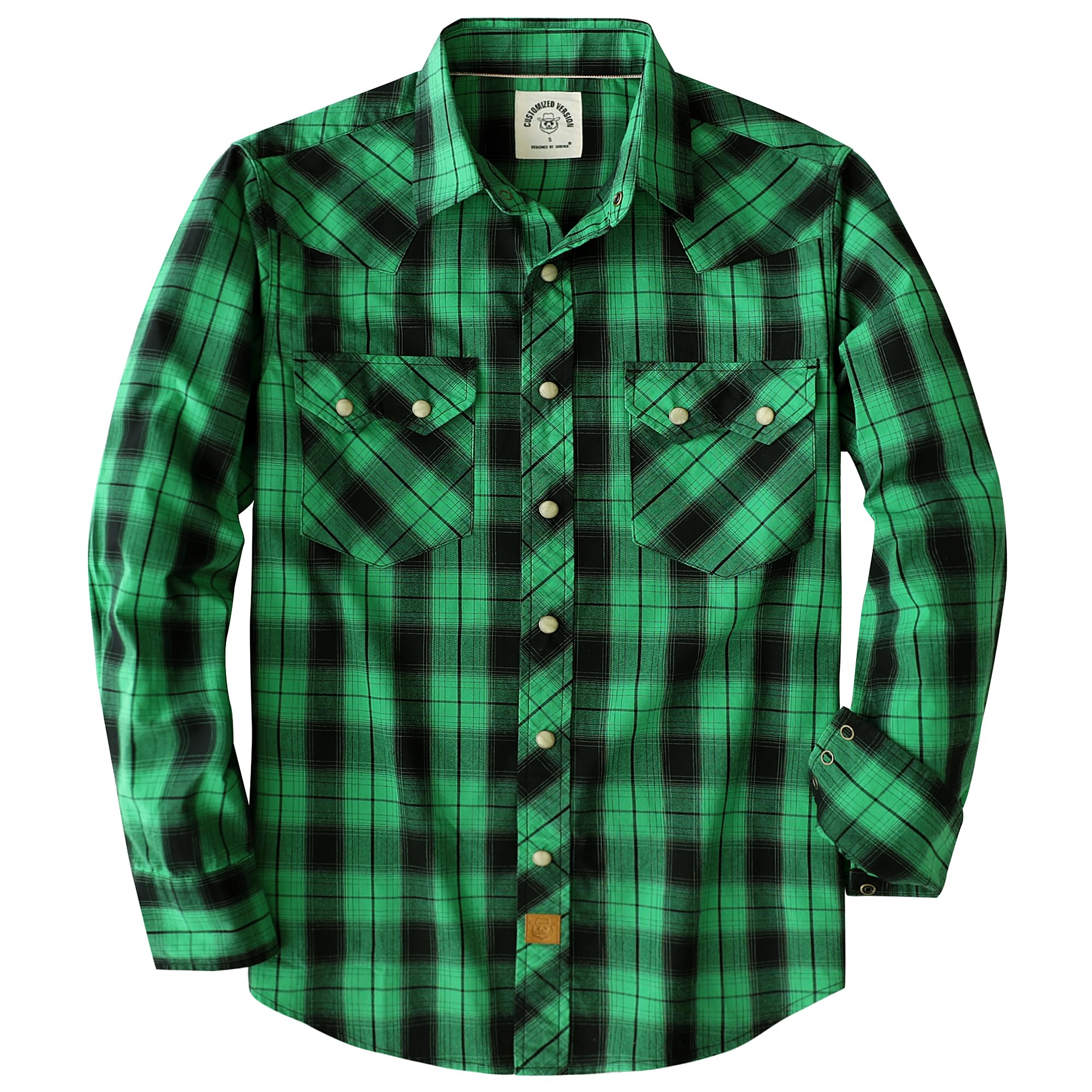 Dubinik® Freizeithemden Für Herren Westernhemd Druckknöpfen Cowboy Kariertes Baumwolle Comfort Fit Langarm Arbeitshemd