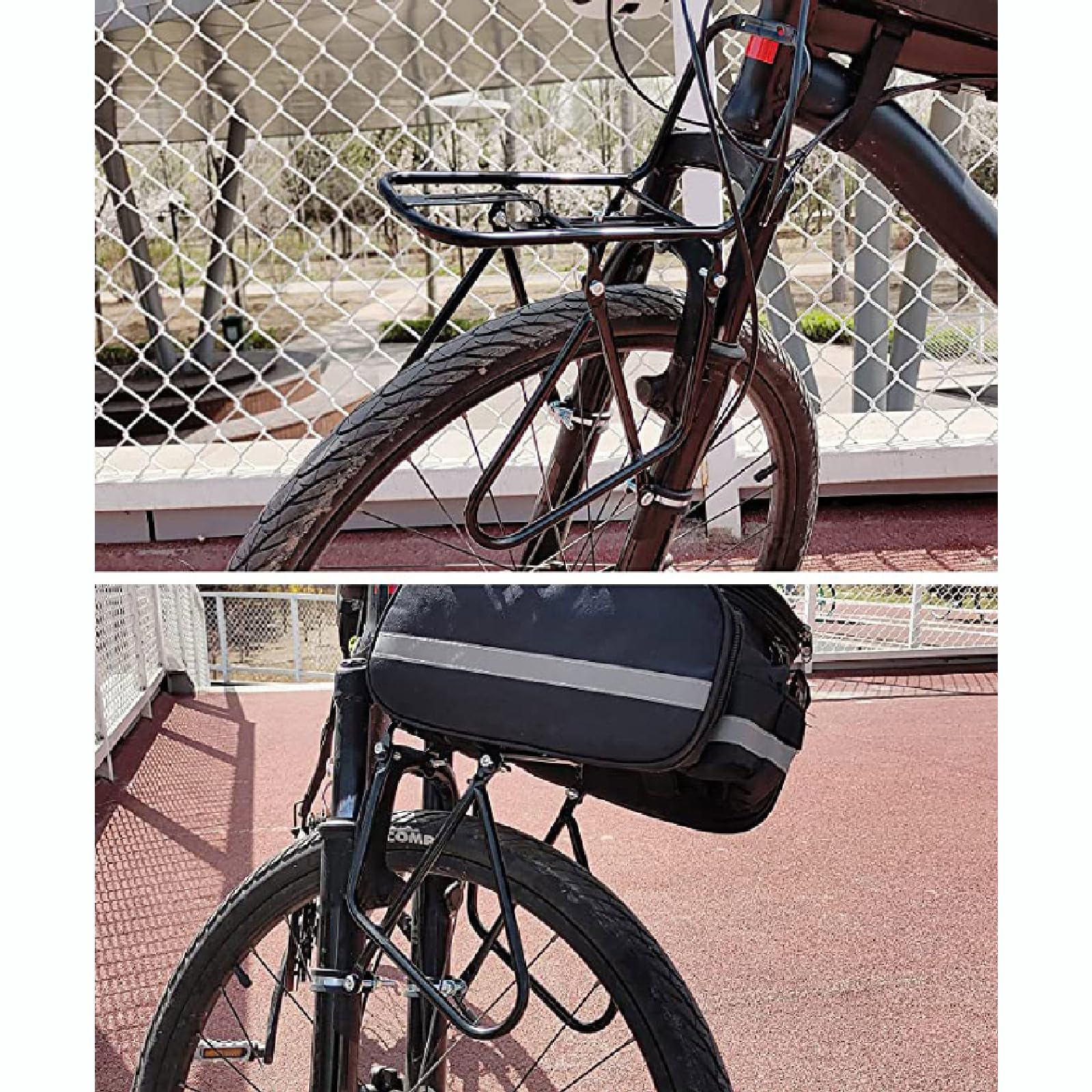 Portapacchi anteriore per bicicletta, in lega di alluminio, capacità di 15 kg, per mountain bike e bici da strada, supporto per attrezzatura da ciclismo, per bagagli, picnic