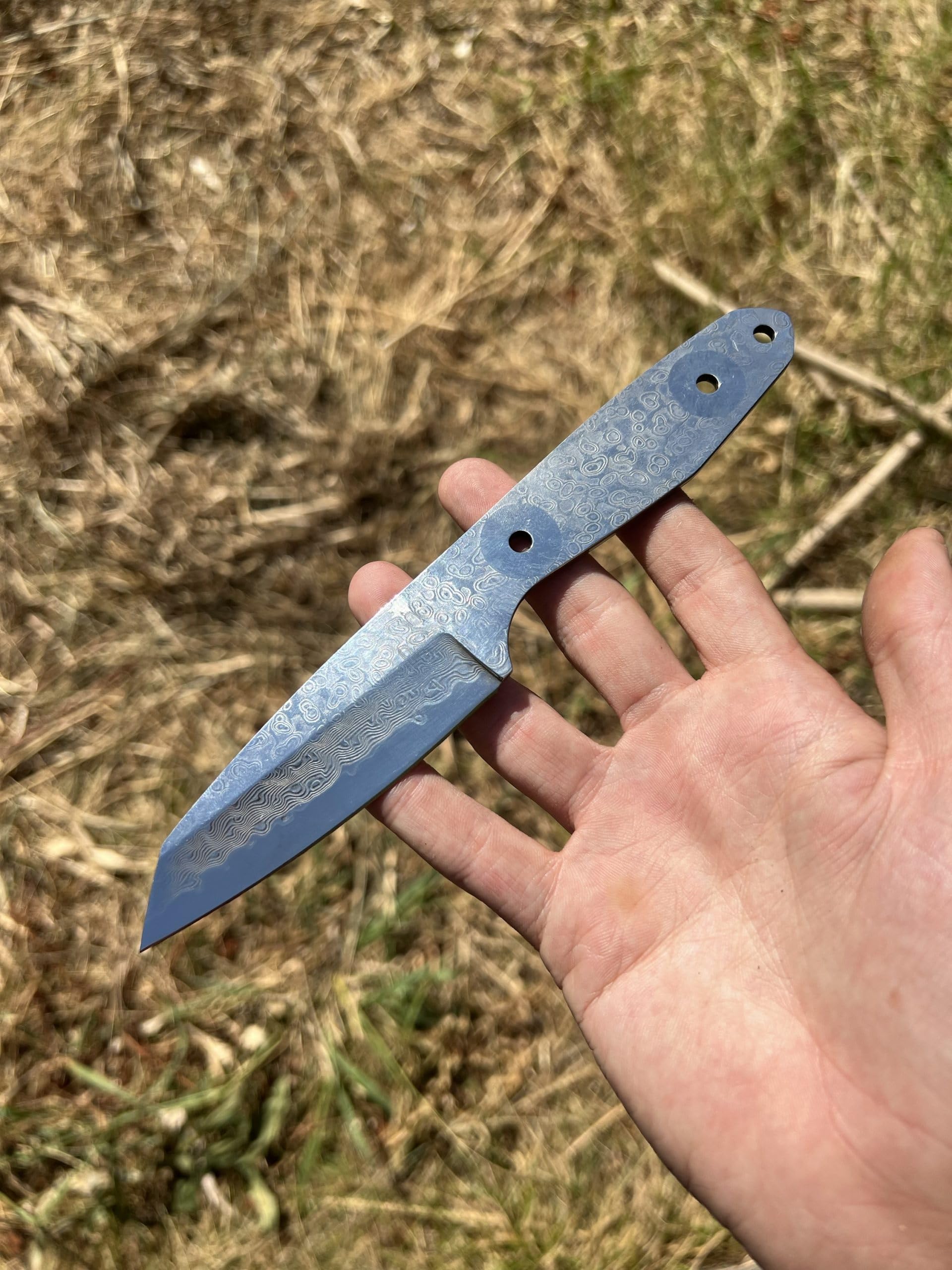 Coltello Lama Grezza Acciaio Damasco Creazione Coltellinaio Artigianato Fisso Caccia Collezione Custom EDC Attività Campeggio Artigianale San Mai Suminagashi Mano Regalo Uomo Full Tang Forgiato Estern
