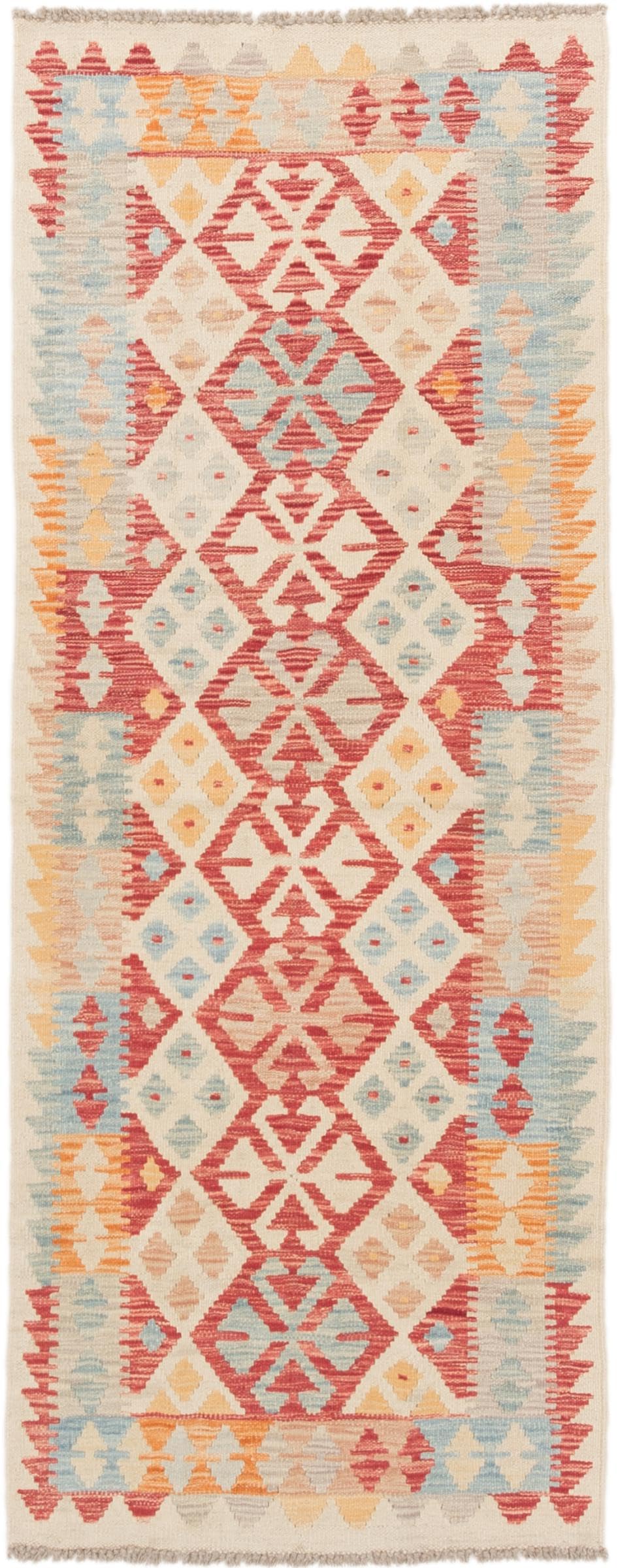 Tapis de course d'orient Kilim Afghan 77x199 en laine fait main authentique