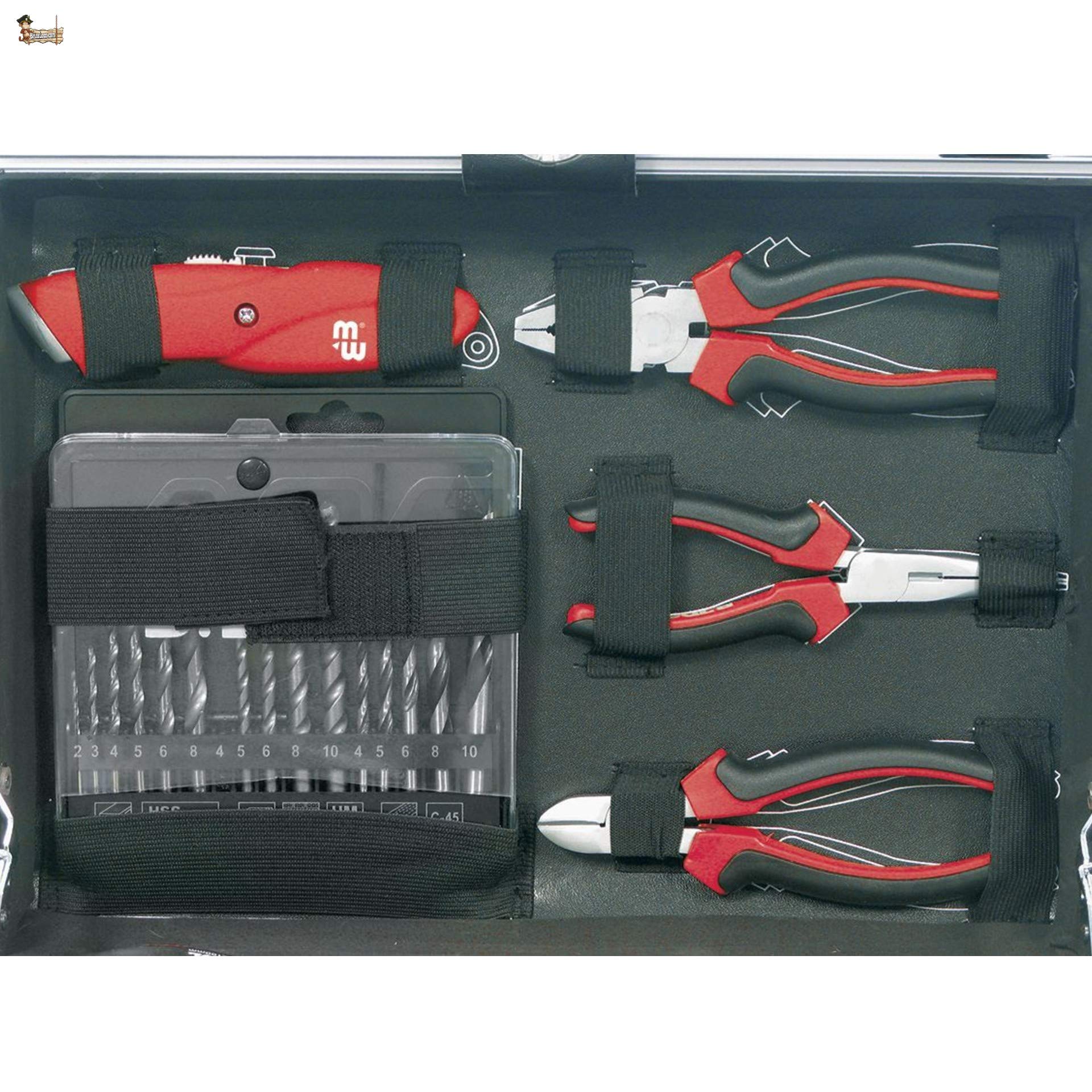 BricoLoco Maletín caja herramientas completo. Kit surtido mantenimiento. Calidad profesional cromo vanadio. Set organizador. Maleta herramientas de mano. 91 PIEZAS.