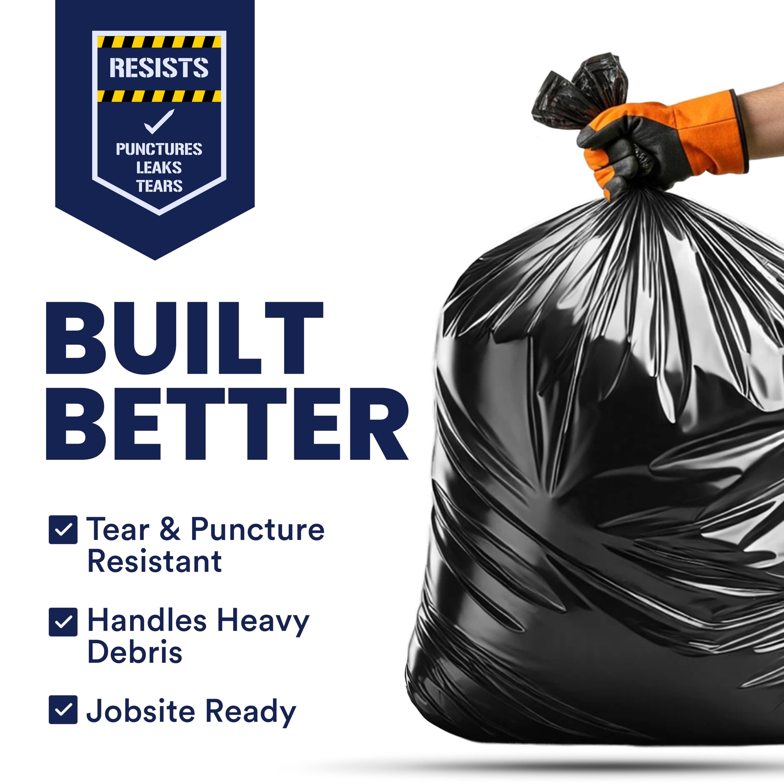 Plasticplace CON55X6 Müllbeutel für Bauunternehmer, 1,4-25 Liter, 6,0 Mil, Schwarz, strapazierfähig, 91,4 x 147,3 cm, 25 Stück