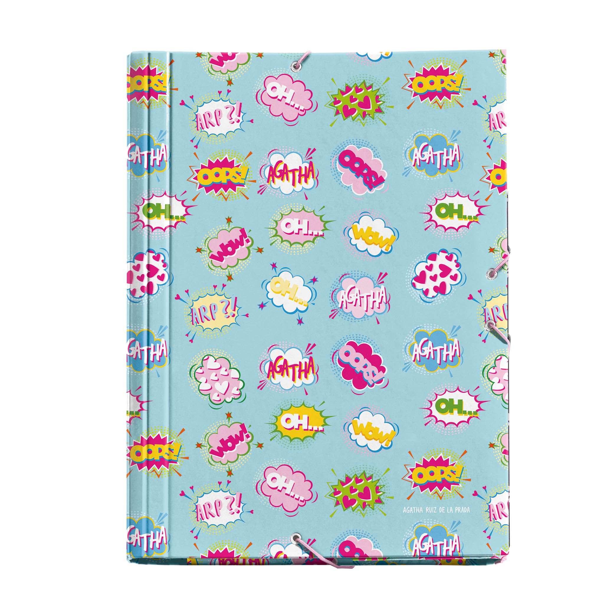 Miquelrius - Folder with Flaps A4, 250 x 340 x 20 mm, Rigid Cardboard, Elastic Closure, Wow! Collection, Agatha Ruiz de la Prada