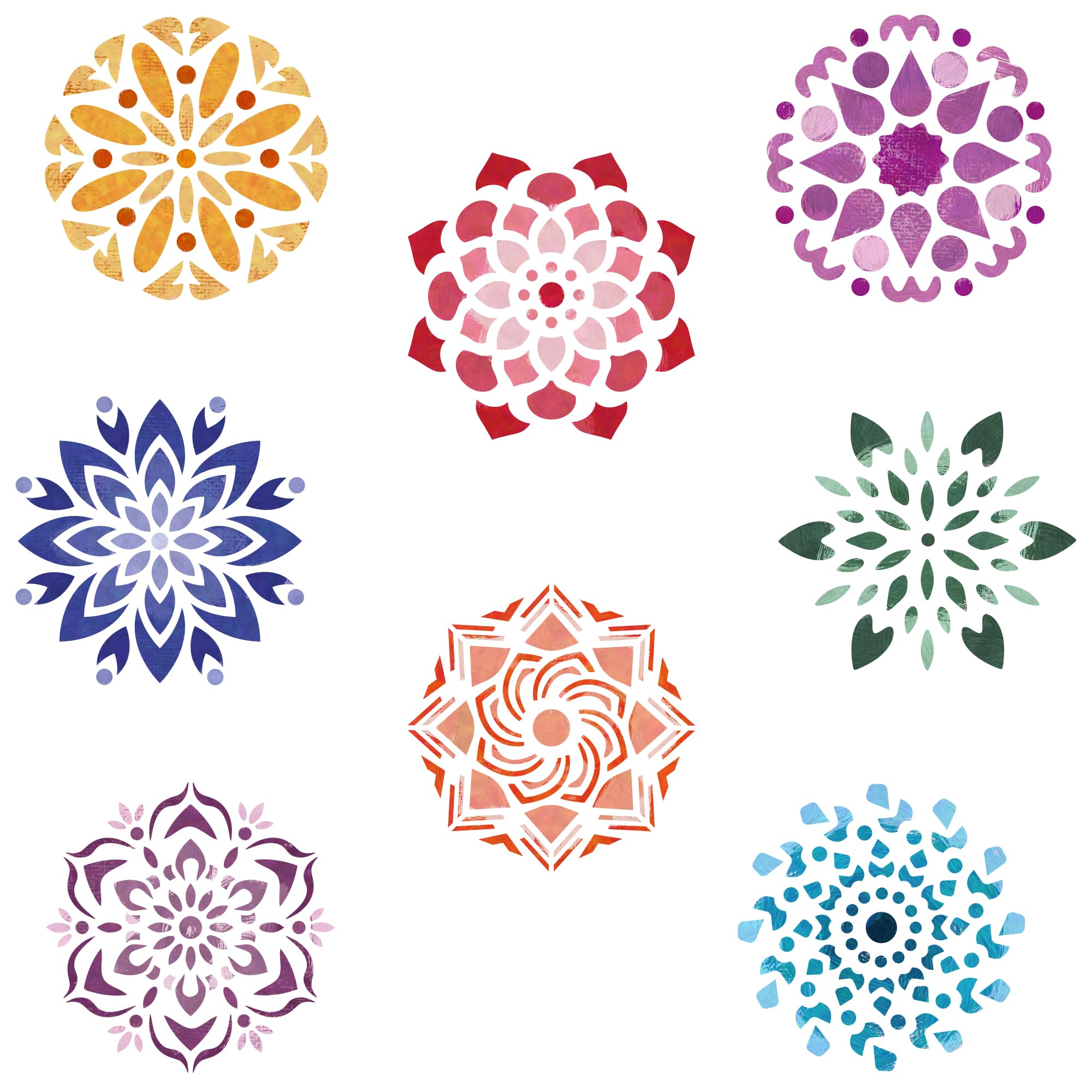 4 pacchi di stencil mandala da 12x12 riutilizzabili per pittura su legno, pavimenti, pareti