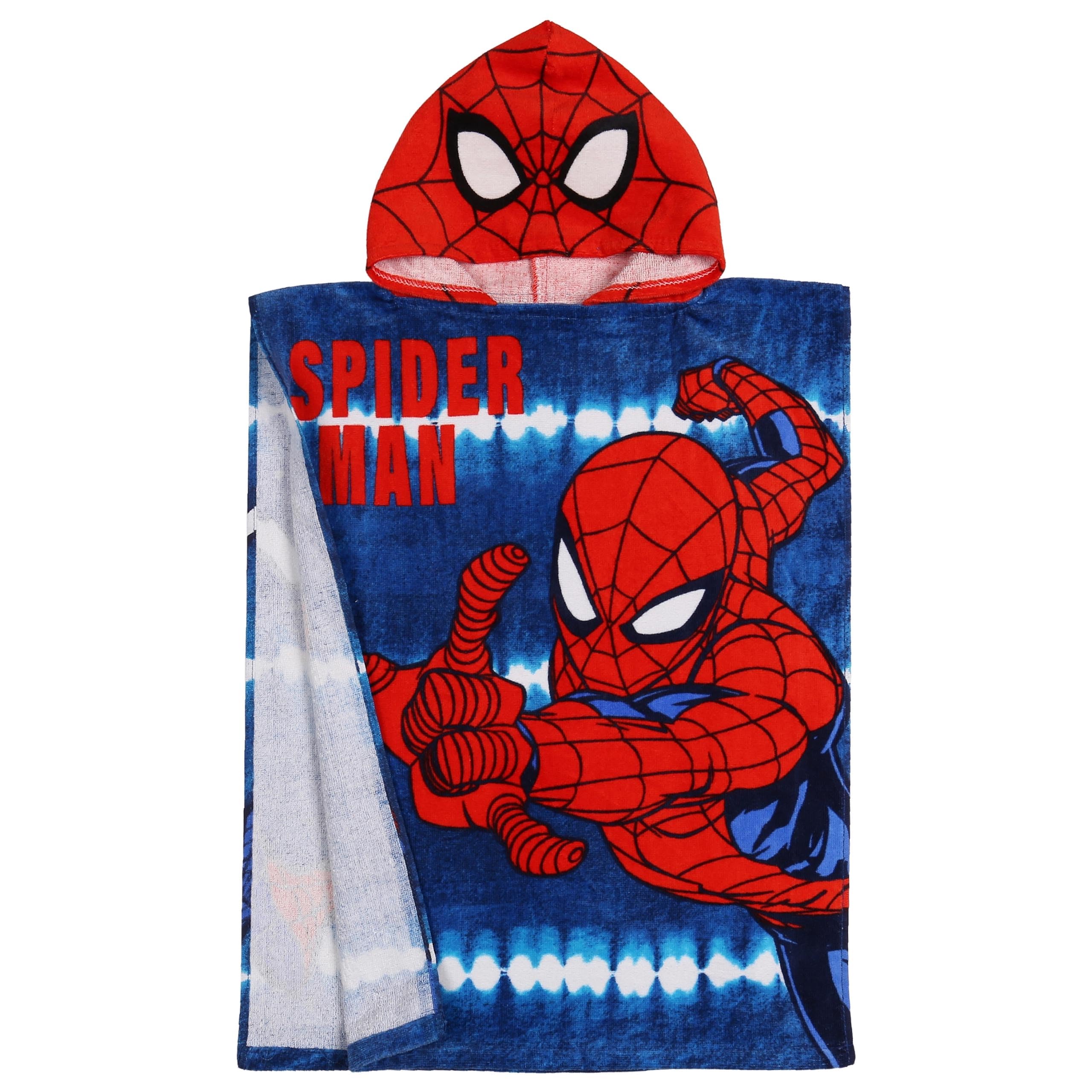 sarcia.eu Asciugamano da piscina, poncho con cappuccio ad asciugatura rapida per bambini da spiaggia, (Stitch, Minnie Mouse, Minecraft, Marvel) 100% cotone (MARVEL SpiderMan, S)