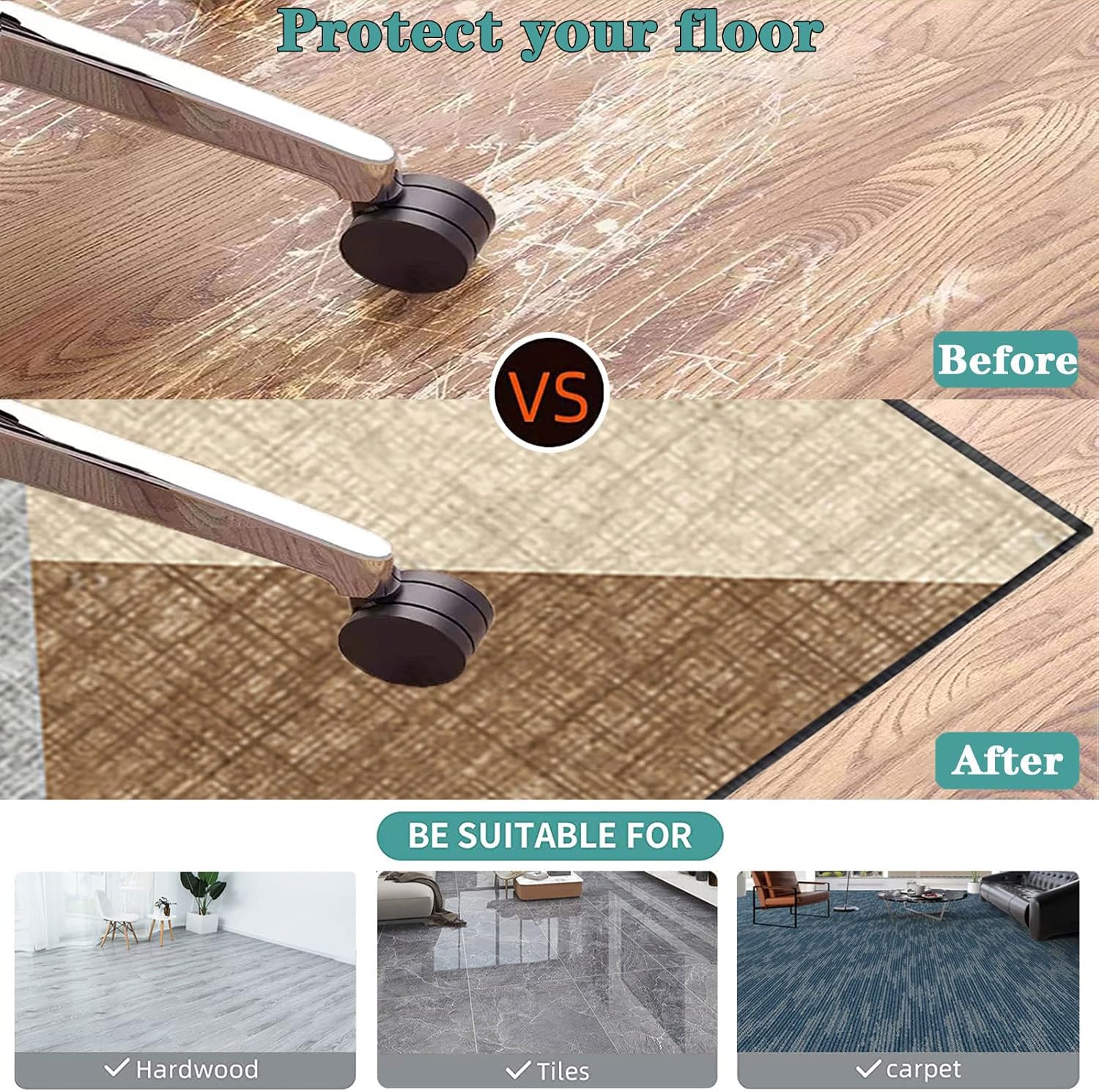 100-MAT007 ホーム＆キッチン チェアマット カーペット保護用デスクチェアマット 滑り止めゲーミング ゲーミングチェアマット 140×180cm 滑り止めフロアプロテクター カーペットと堅木張りの床用 オフィスチェアマット ゲームやコ