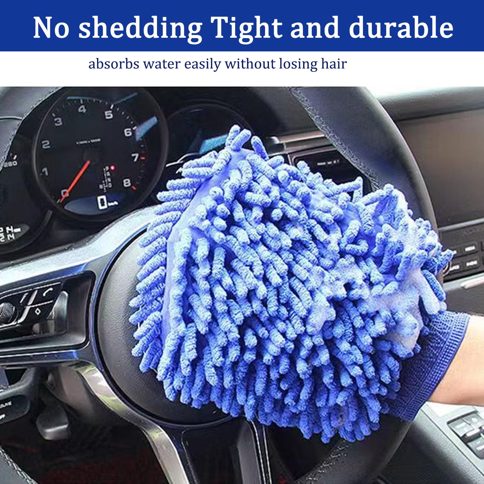Crystal Clean Microfiber Car Wash Mitt 2-Pack - Double Sided Scratch Free Cleaning
