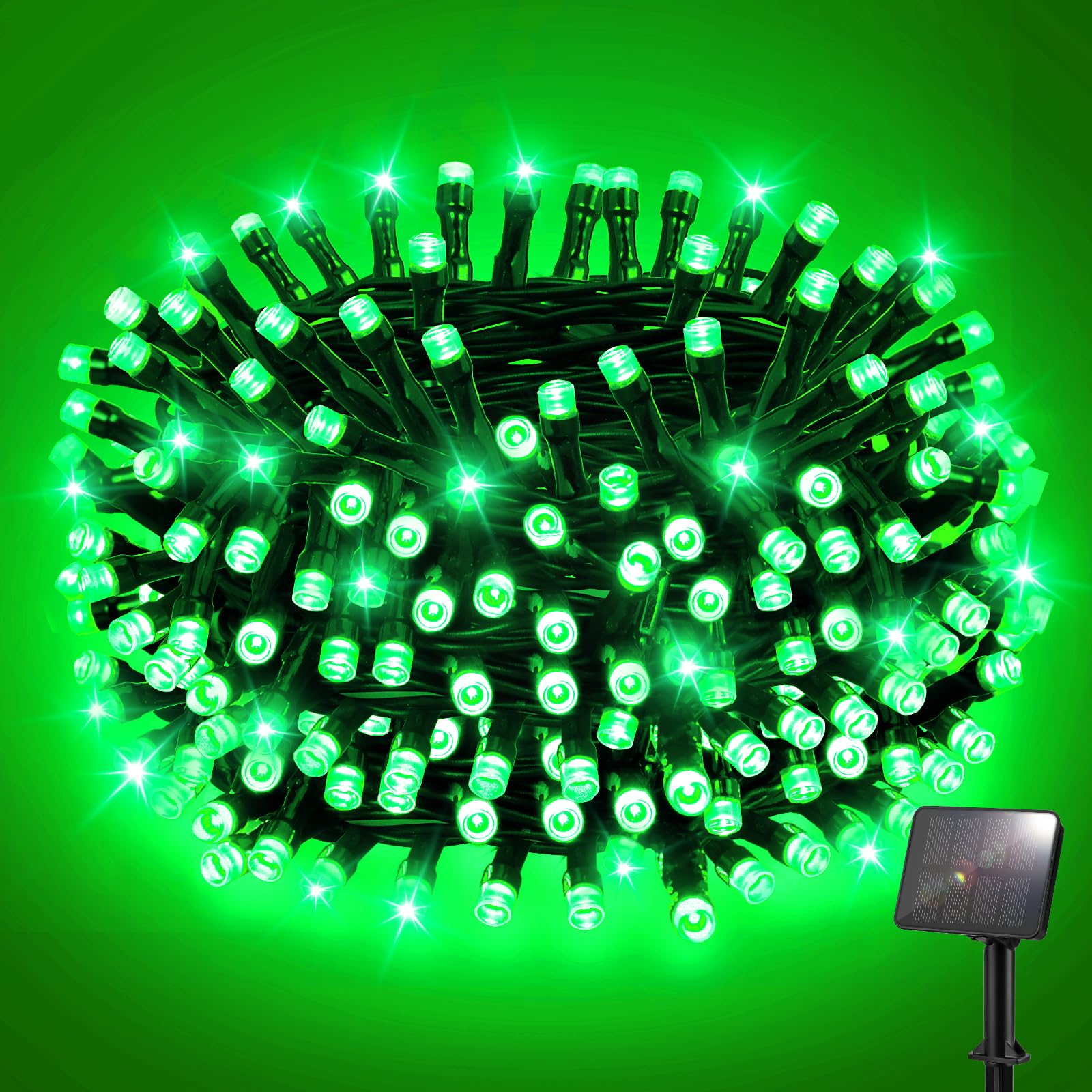 FFZZKJ Solar Green Halloween Lights Outdoor Garden 50LED 5M 16.4FT Garden Lights Solar Powered Waterproof 8 Modes for Patio/Yard/Tree/Gazebo/Terrace/Party/Wedding - Green — image 1
